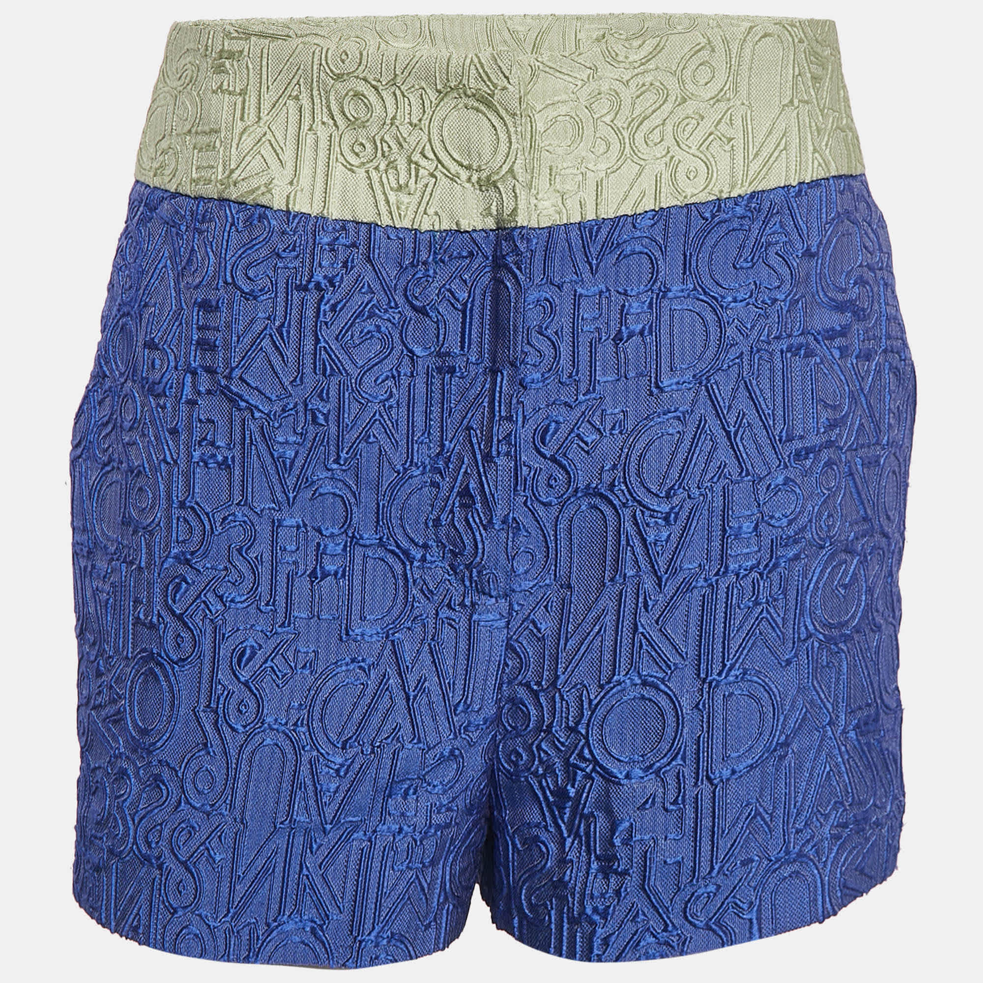Mary Katrantzou Blue Alphabet Jacquard Safari Shorts