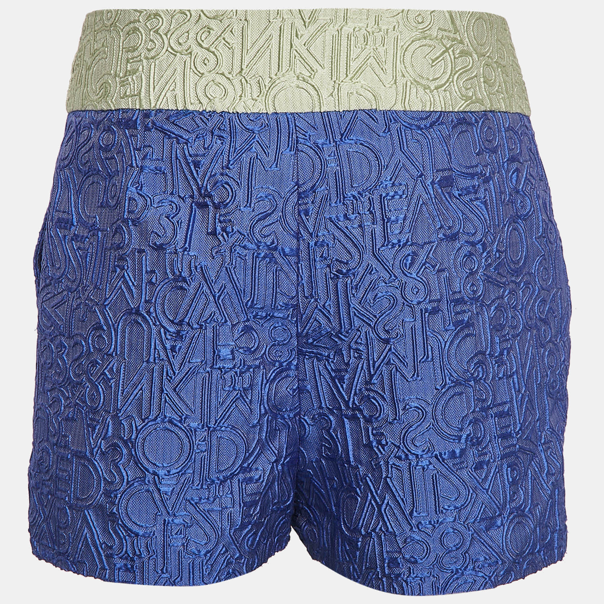 Mary Katrantzou Blue Alphabet Jacquard Safari Shorts