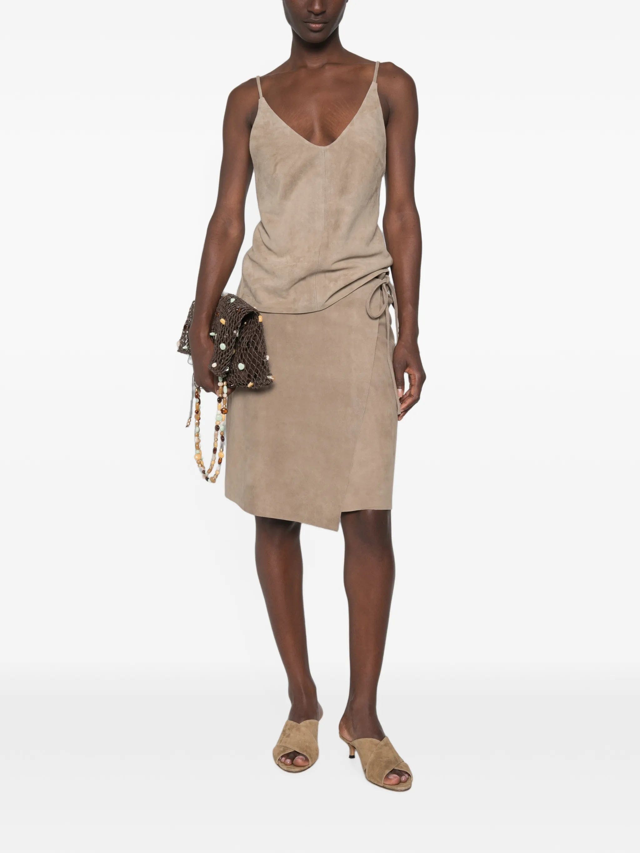 St. Agni suede wrap skirt