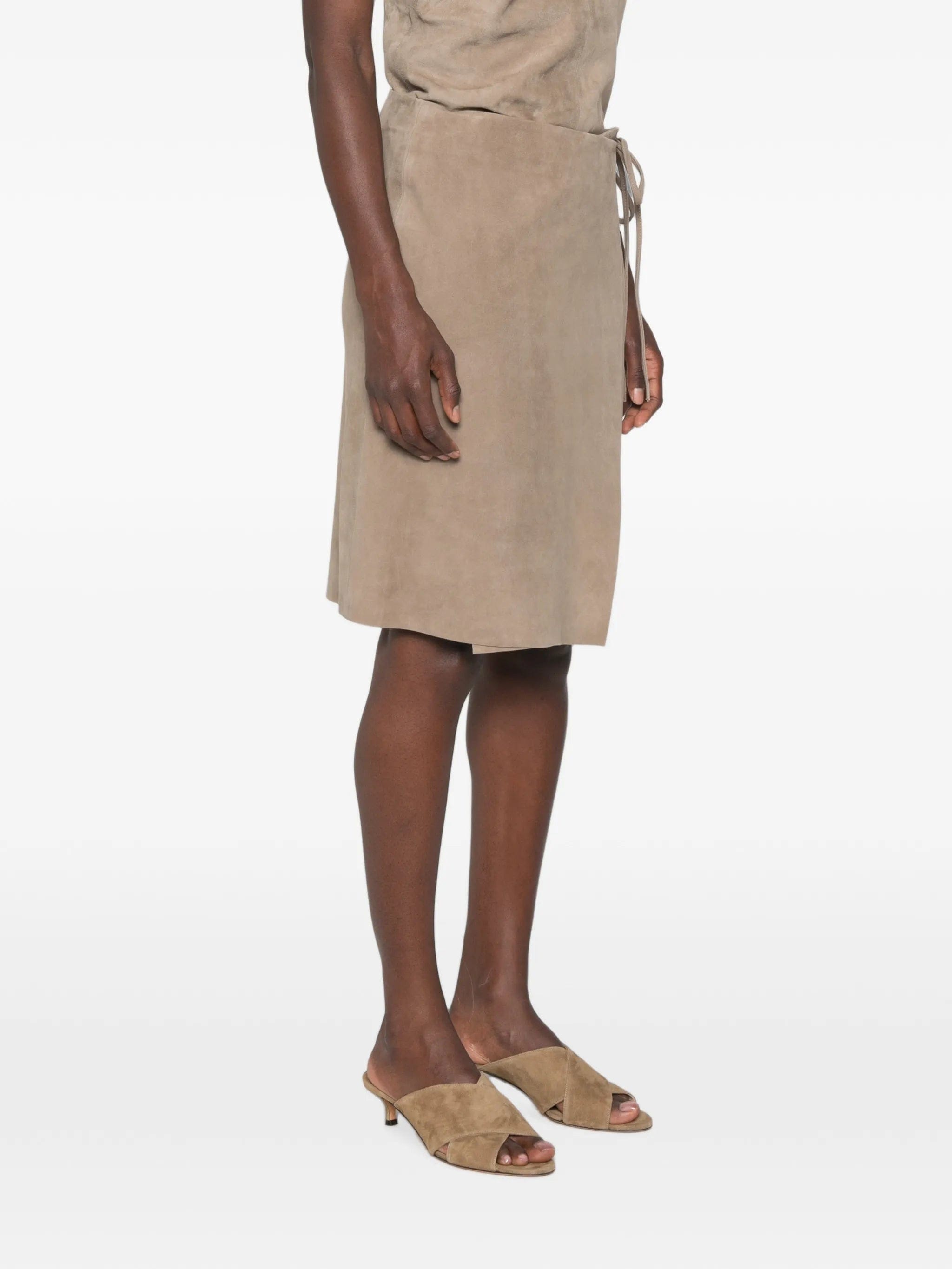 St. Agni suede wrap skirt