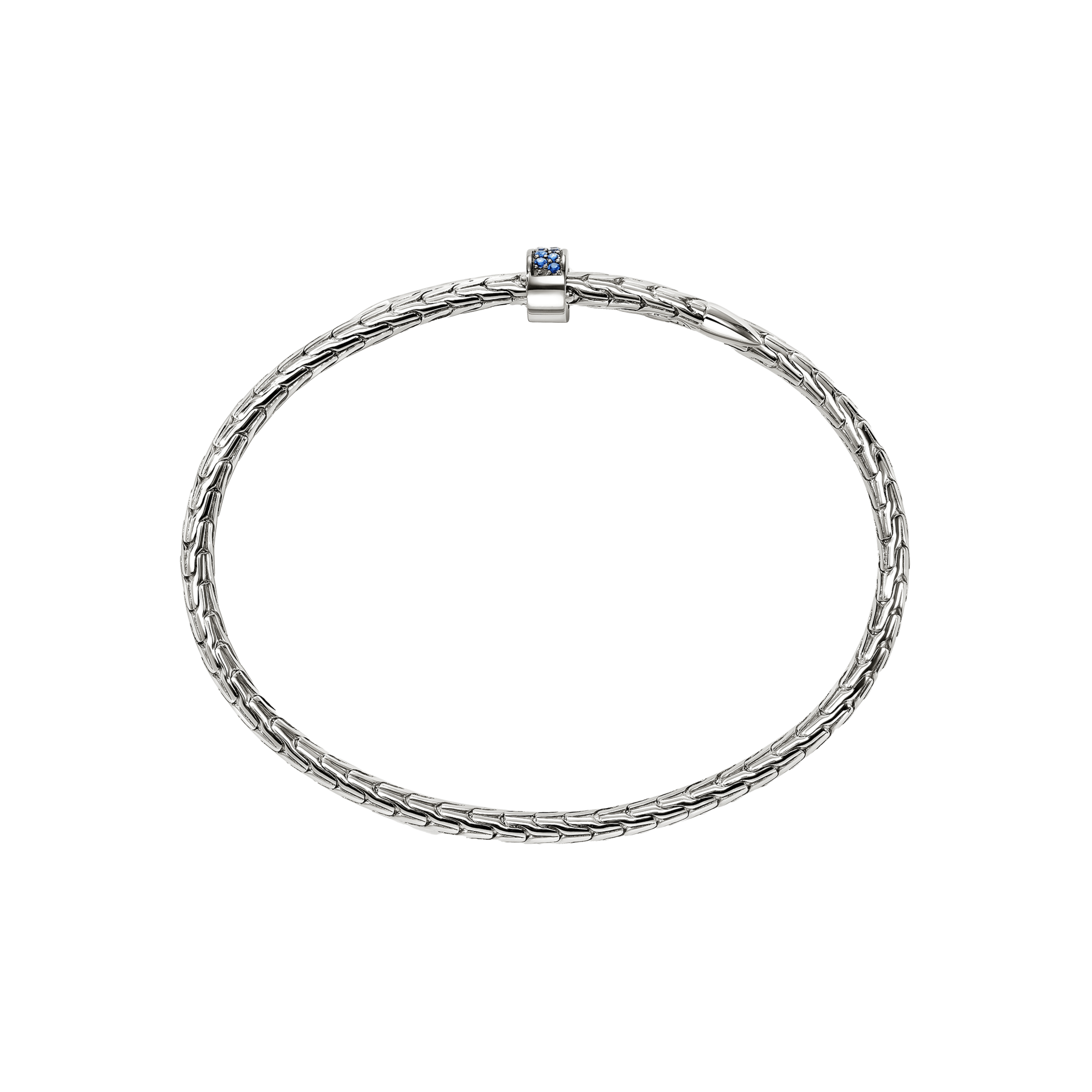 John Hardy Spear Sterling Silver Flex Cuff with Blue Sapphire, 4 mm