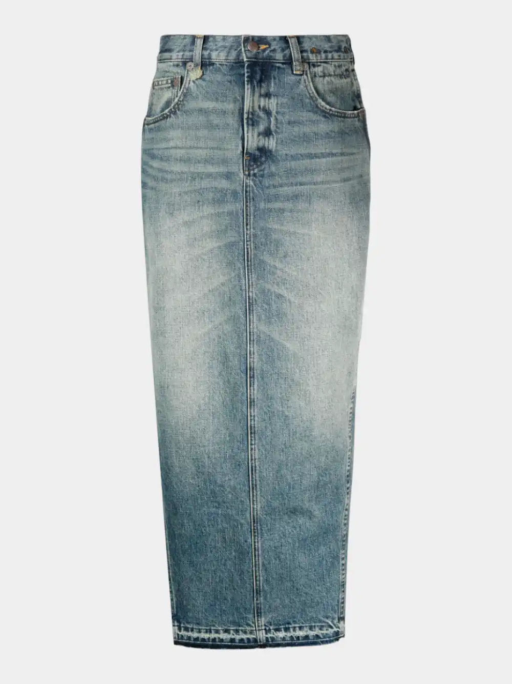 R13 Jupe longue en jean bleu