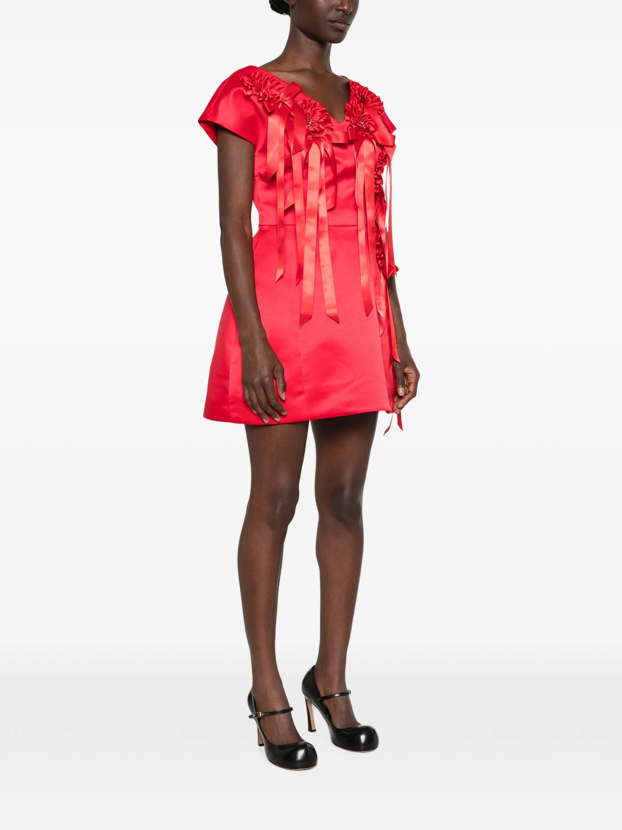 Simone Rocha rosette - detail ruffled mini dress