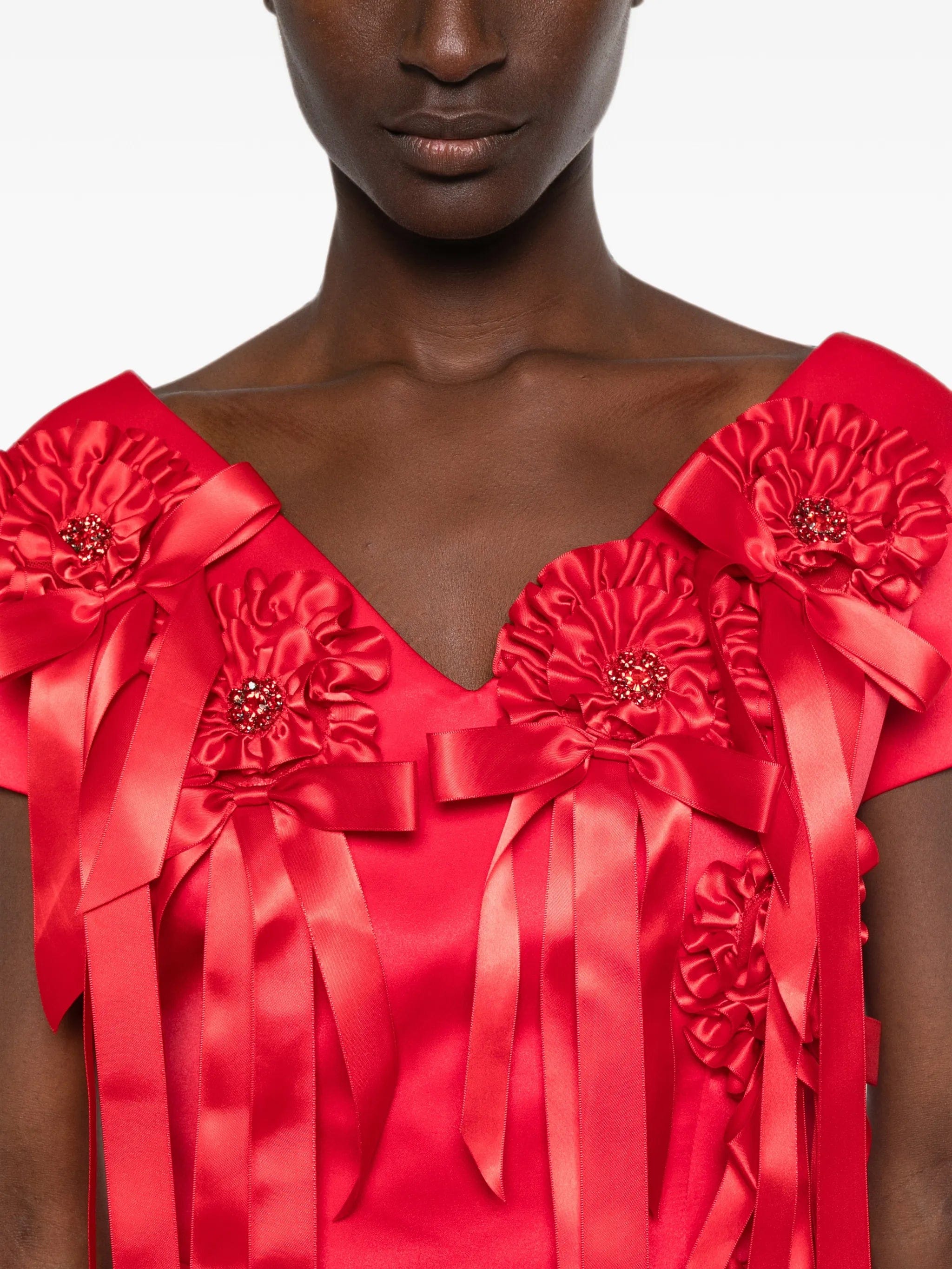 Simone Rocha rosette - detail ruffled mini dress