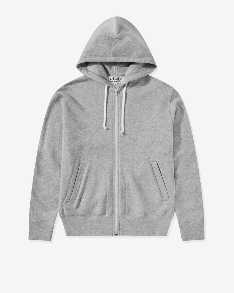 Play - Unisex Reverse Red Heart Zip Hooded - (Grey)