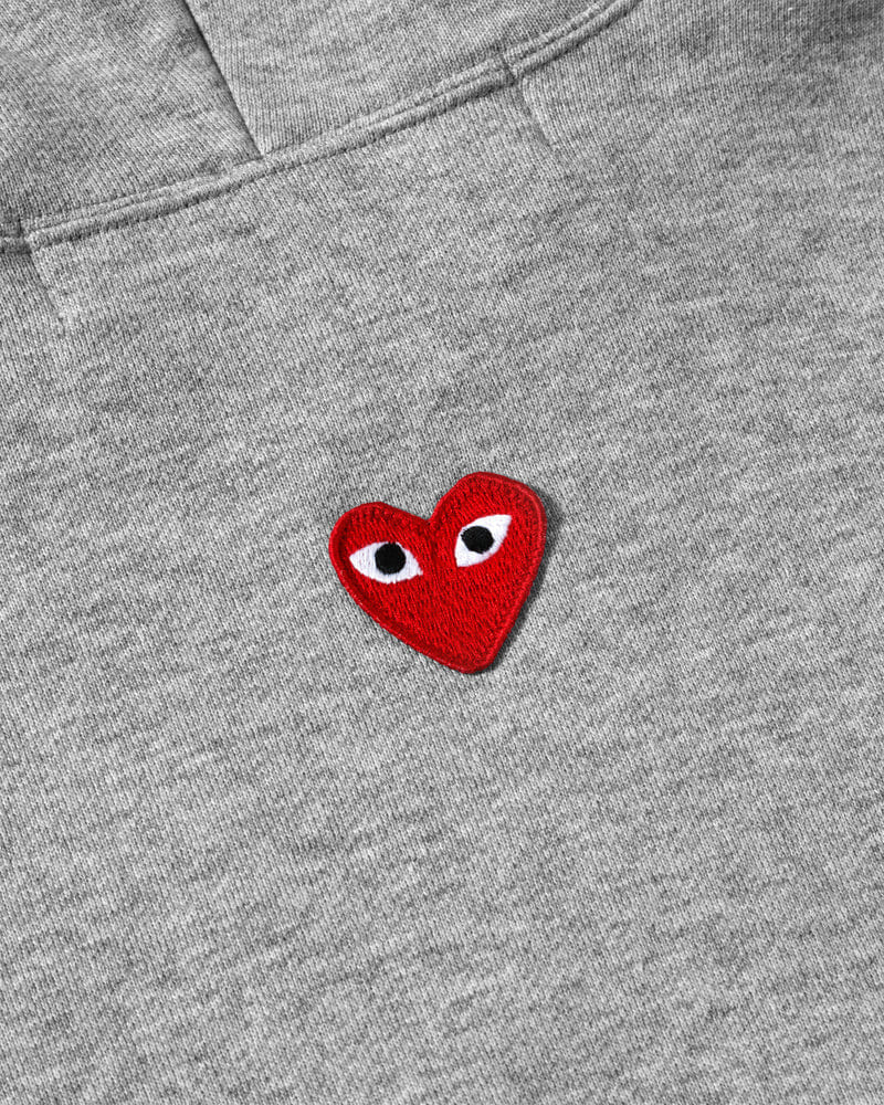 Play - Unisex Reverse Red Heart Zip Hooded - (Grey)