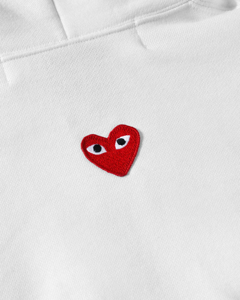 Play - Unisex Reverse Red Heart Zip Hooded - (White)