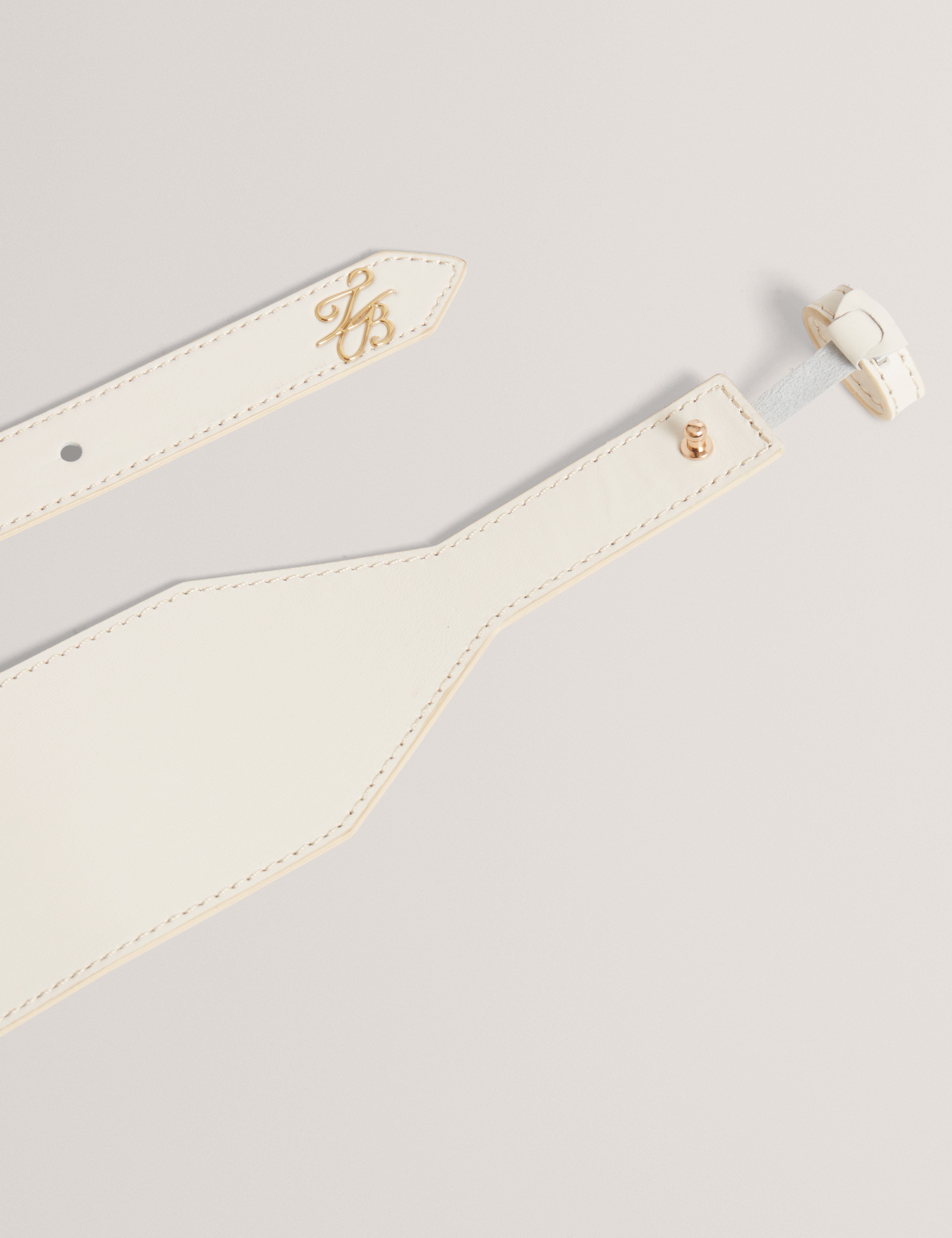 Ted Baker MOV Annalee Tb Script Leather Waist Belt White