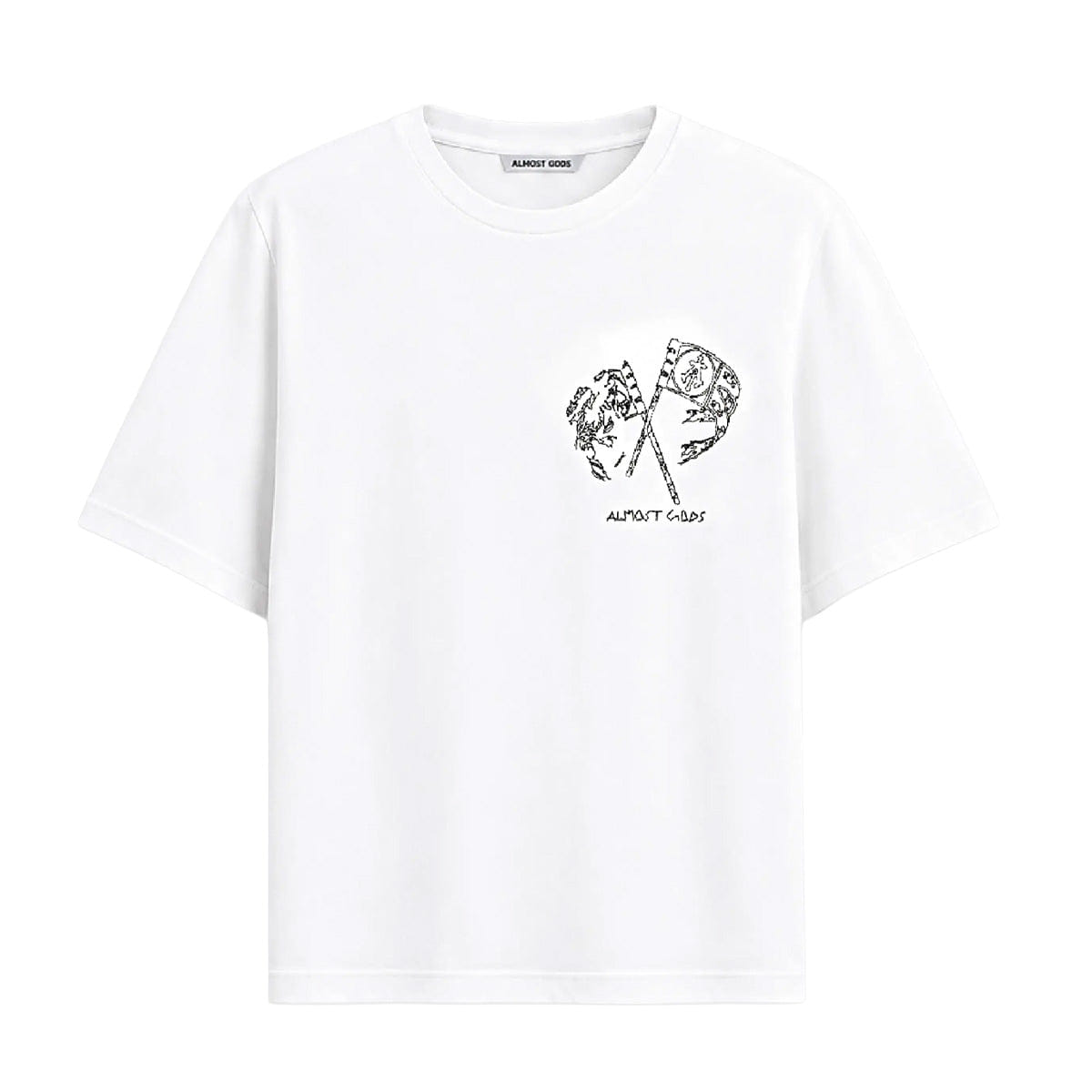 Almost Gods Embroidered Flag Relaxed T-Shirt in White