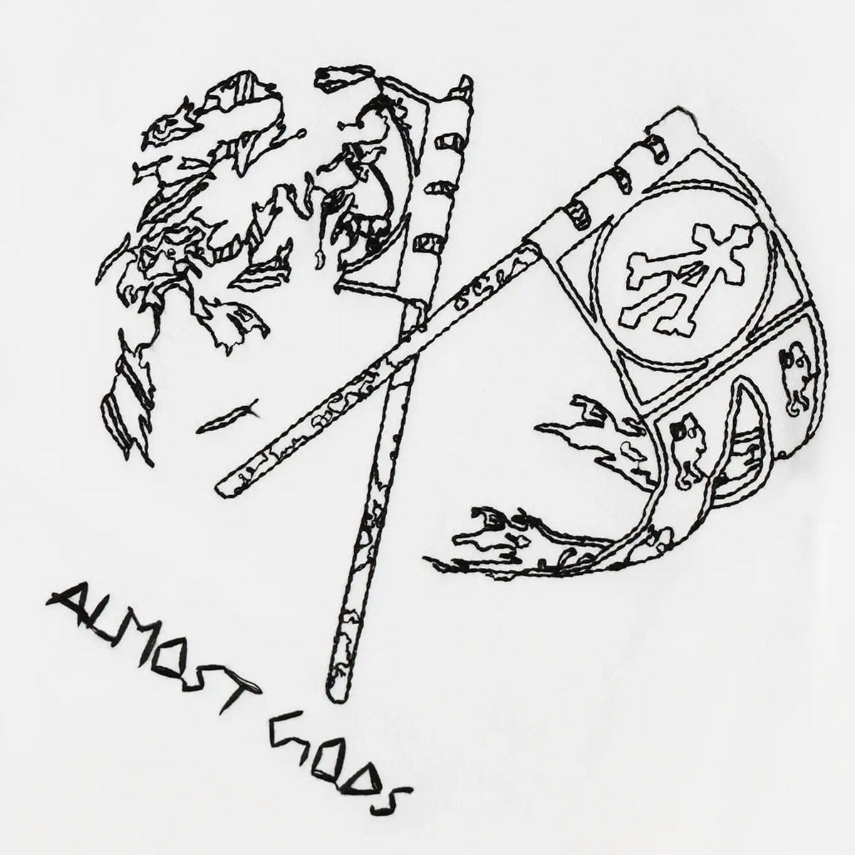 Almost Gods Embroidered Flag Relaxed T-Shirt in White