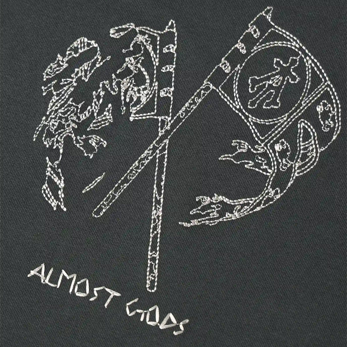Almost Gods Embroidered Flag Relaxed T-Shirt in Ash