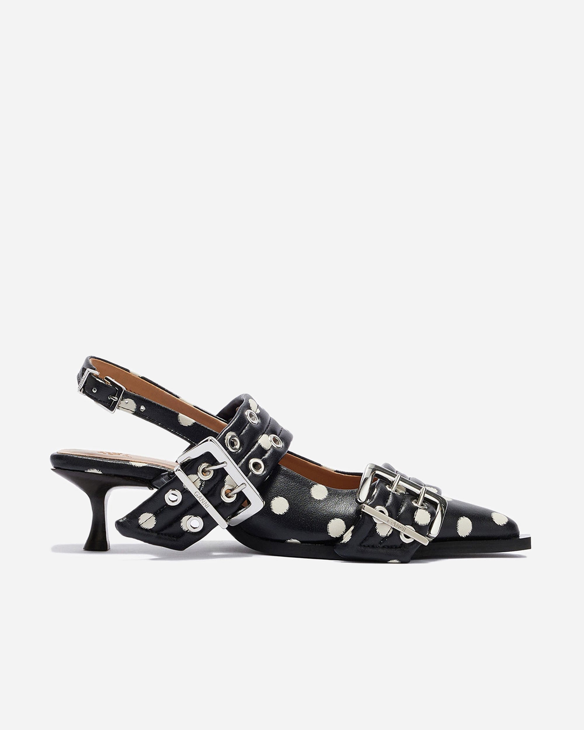 GANNI A/S Feminine Buckle Kitten Heel Ikat Dots