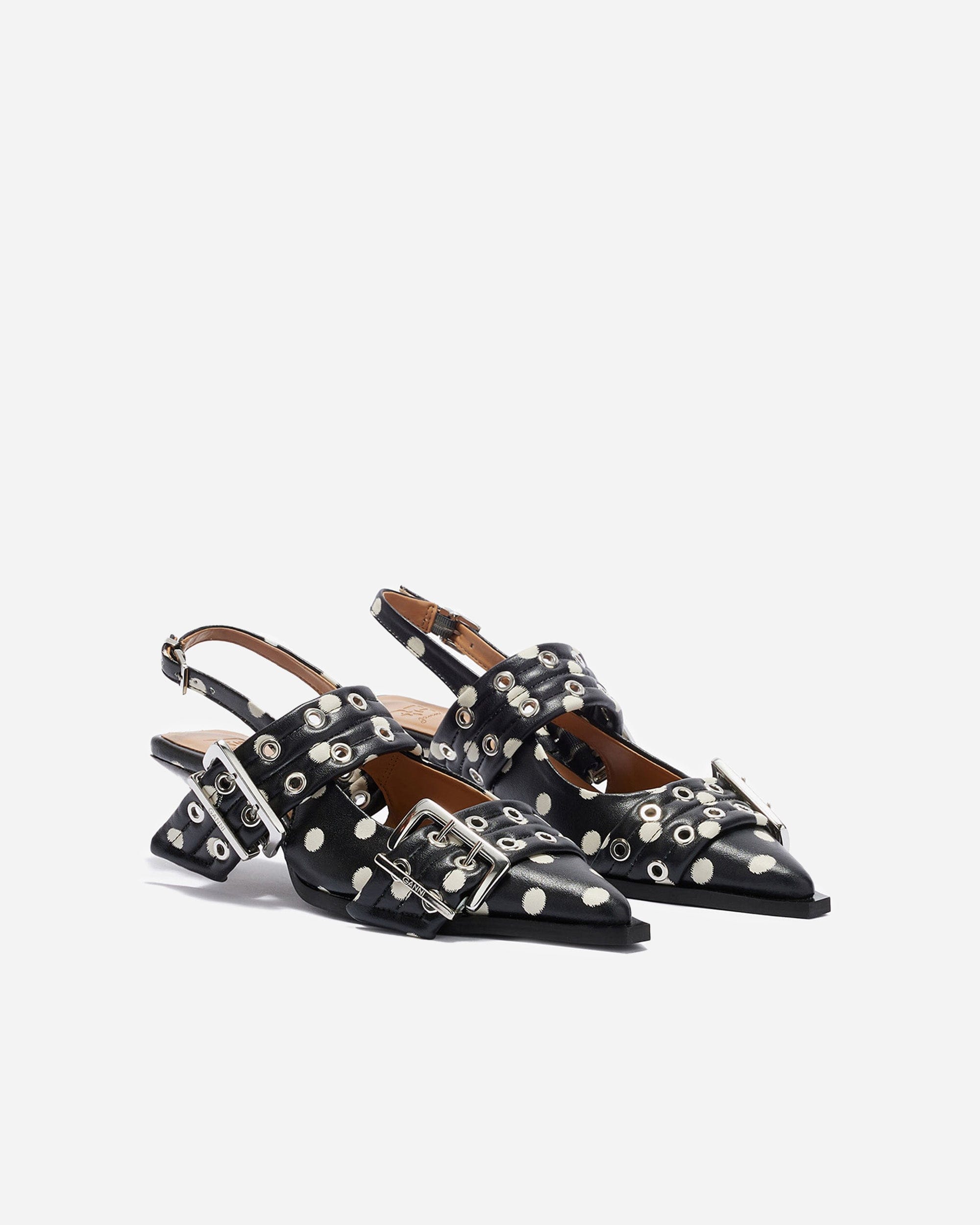 GANNI A/S Feminine Buckle Kitten Heel Ikat Dots