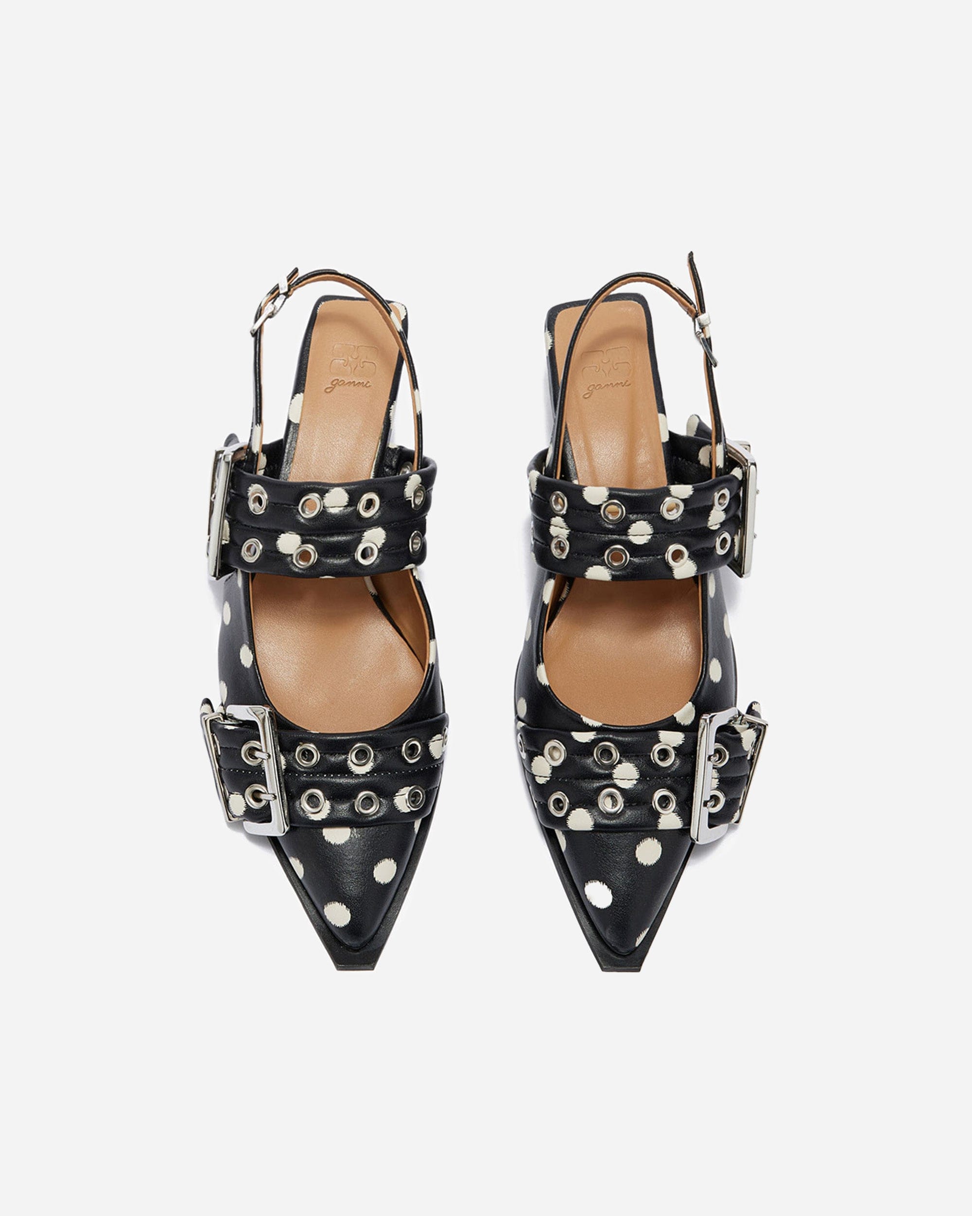 GANNI A/S Feminine Buckle Kitten Heel Ikat Dots