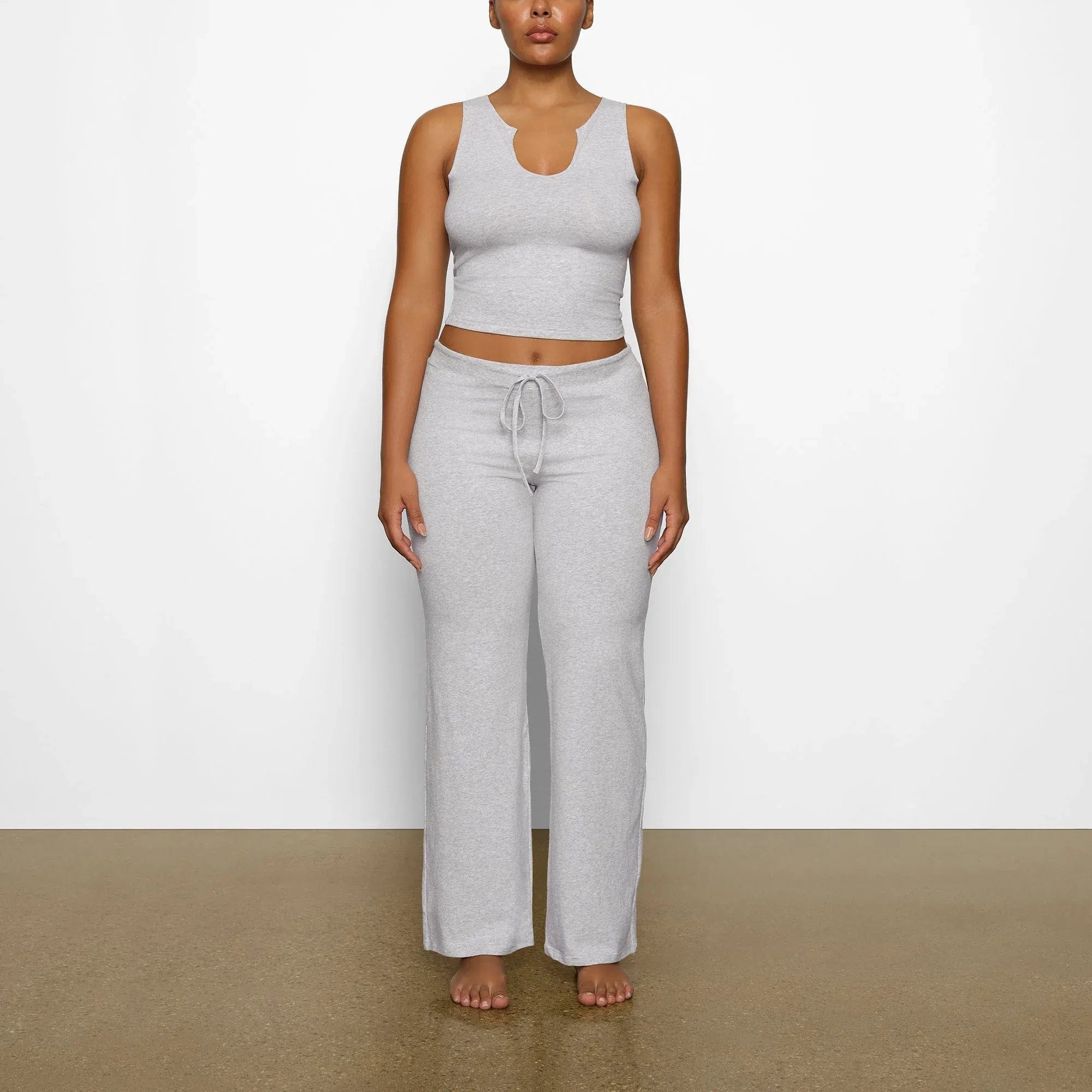 COTTON JERSEY Skims Cotton Jersey Straight Leg Pant Light Heather Grey