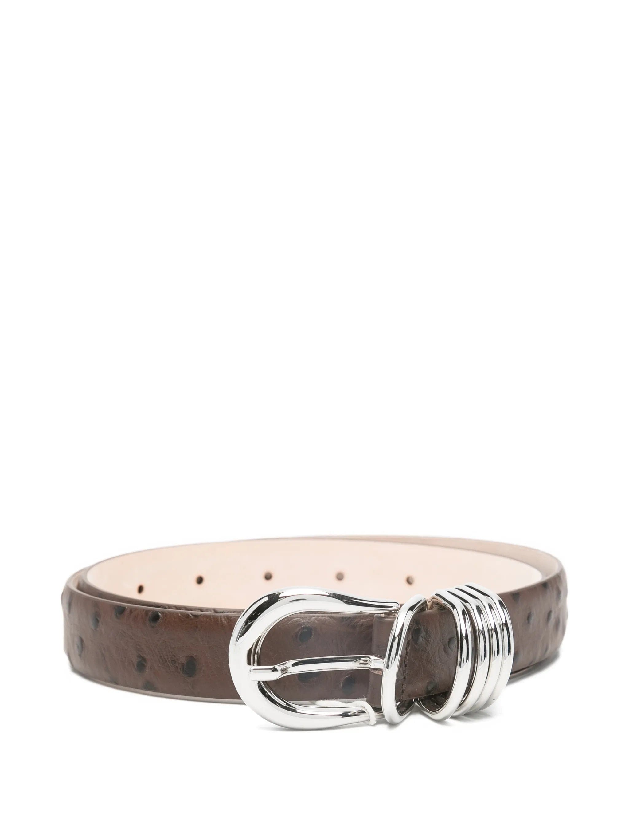 Déhanche Hollyhock ostrich - pattern leather belt