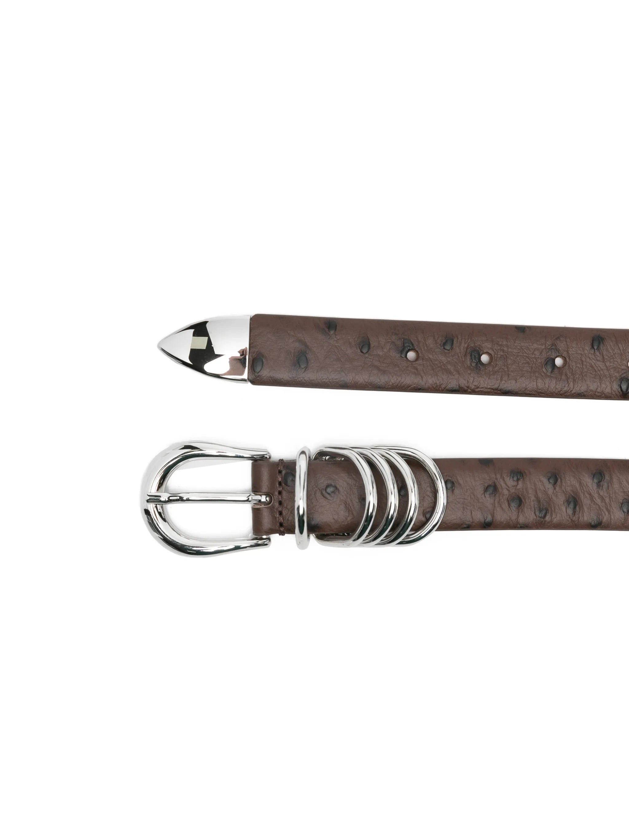Déhanche Hollyhock ostrich - pattern leather belt