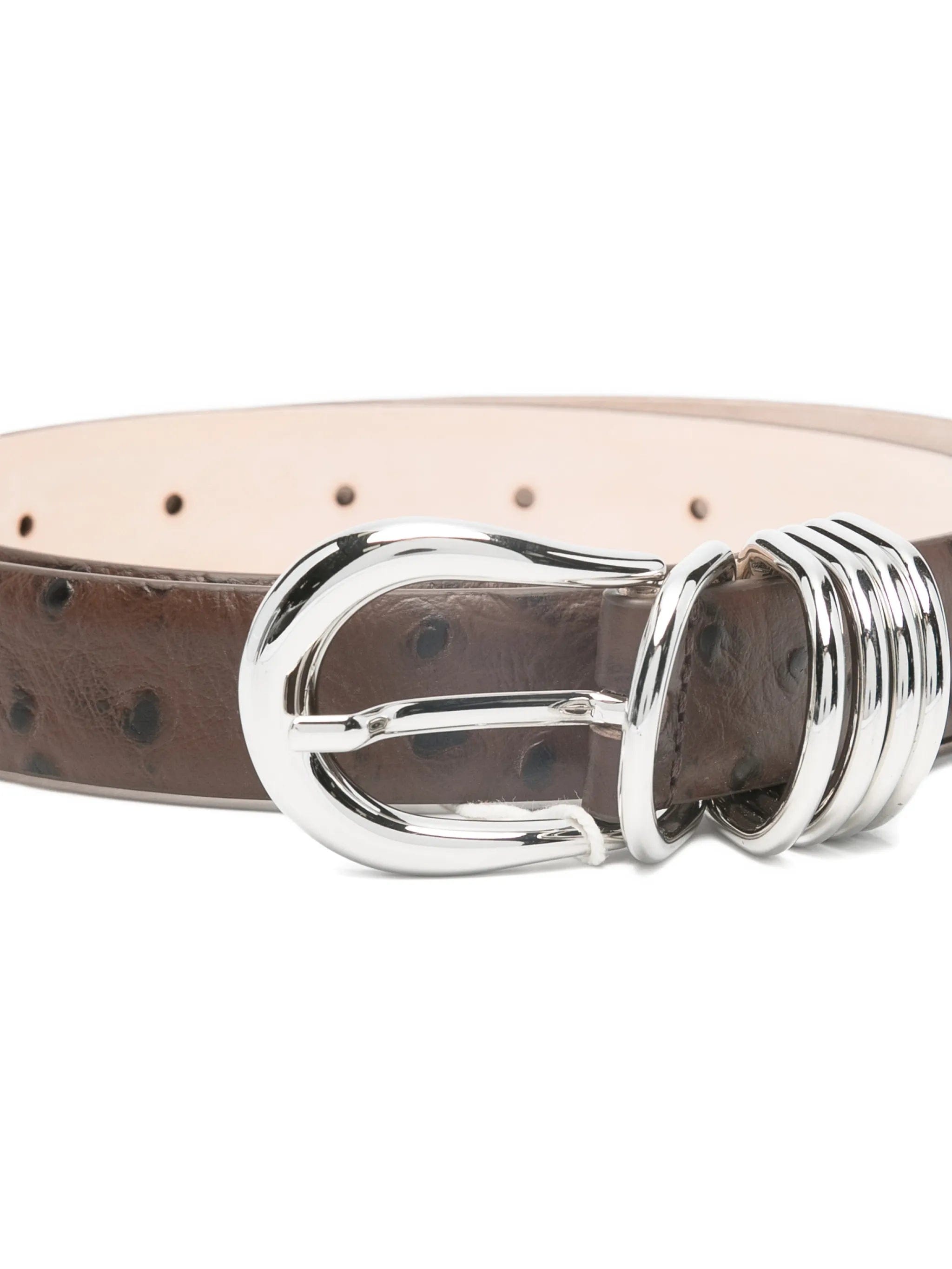 Déhanche Hollyhock ostrich - pattern leather belt