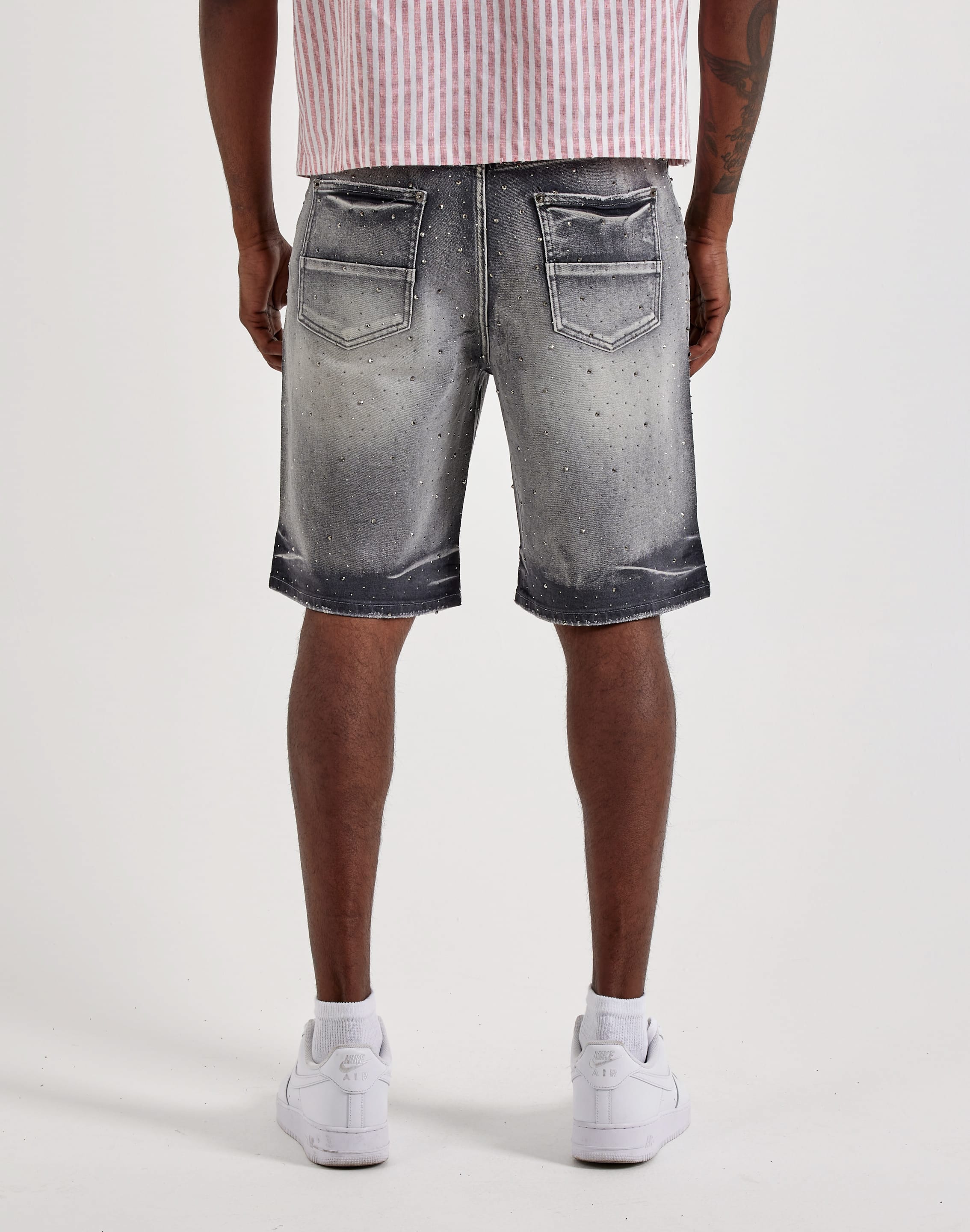 Preme Rhinestone Denim Shorts