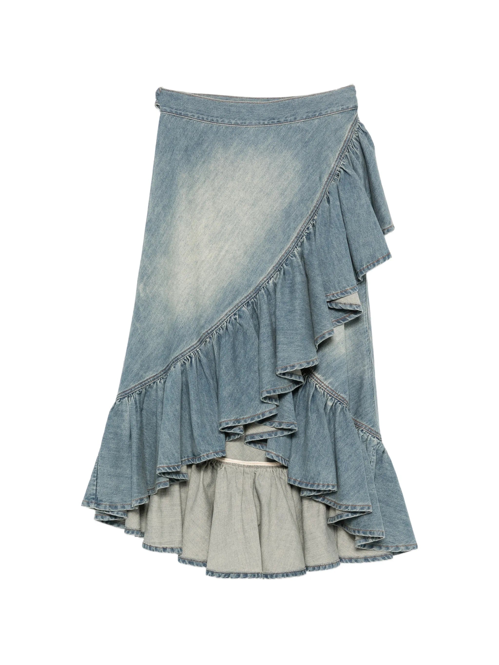 Alaïa ruffled - trim wrap - style midi skirt
