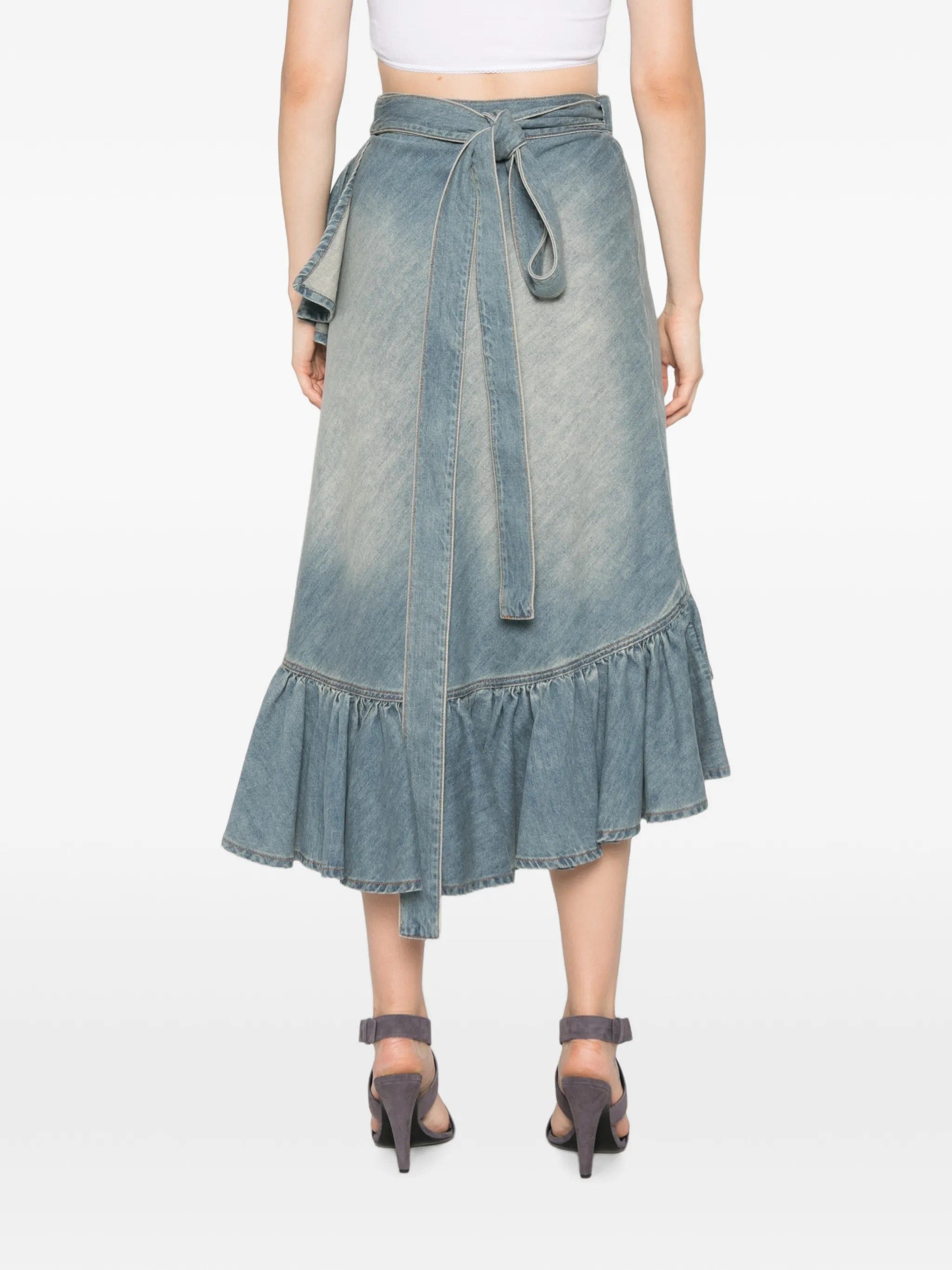 Alaïa ruffled - trim wrap - style midi skirt