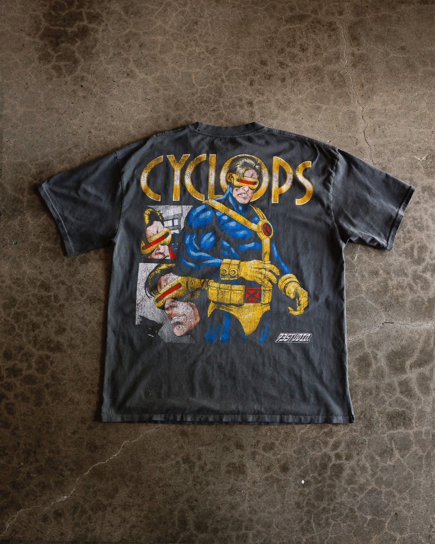 73studio Marvel X - Men Cyclops Vintage T - Shirt Charcoal