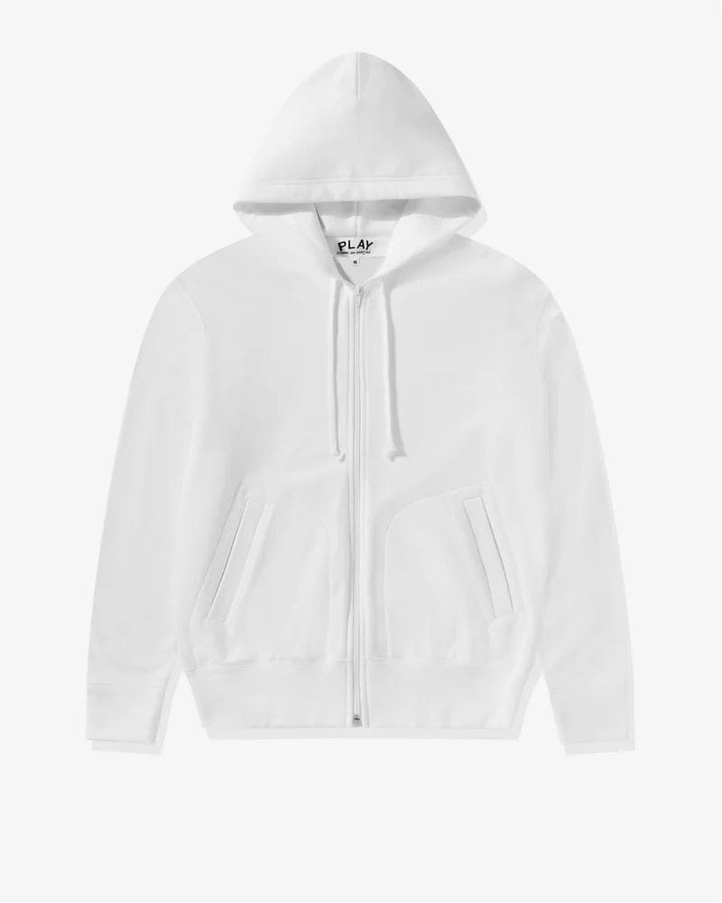 Play - Unisex Reverse Black Heart Zip Hooded - (White)