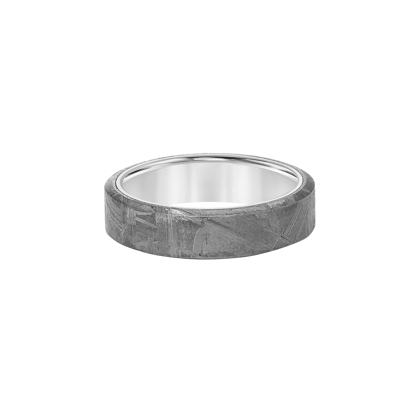 Triton Men's 6 mm Carved Tungsten Carbide Wedding Band with Meteorite Flat Profile and Bevel Edge