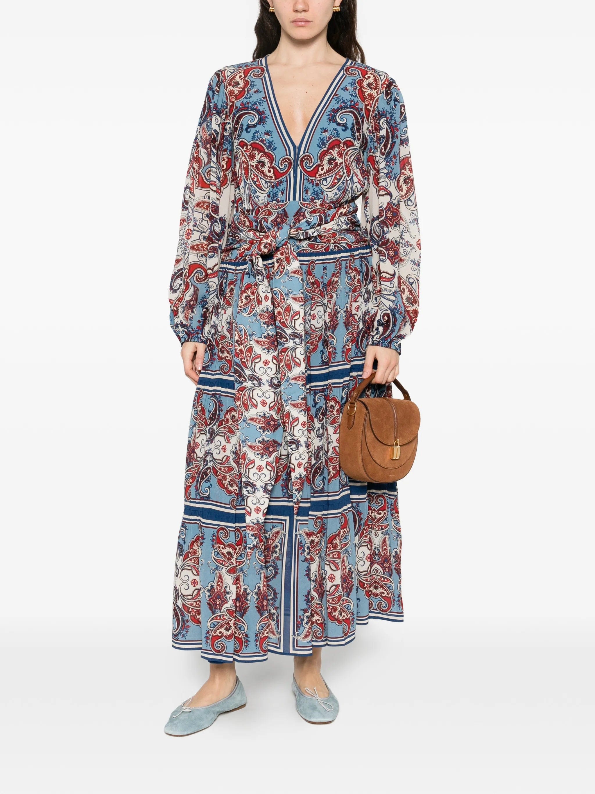 FARM Rio Paisley Scarf tie - waist maxi dress