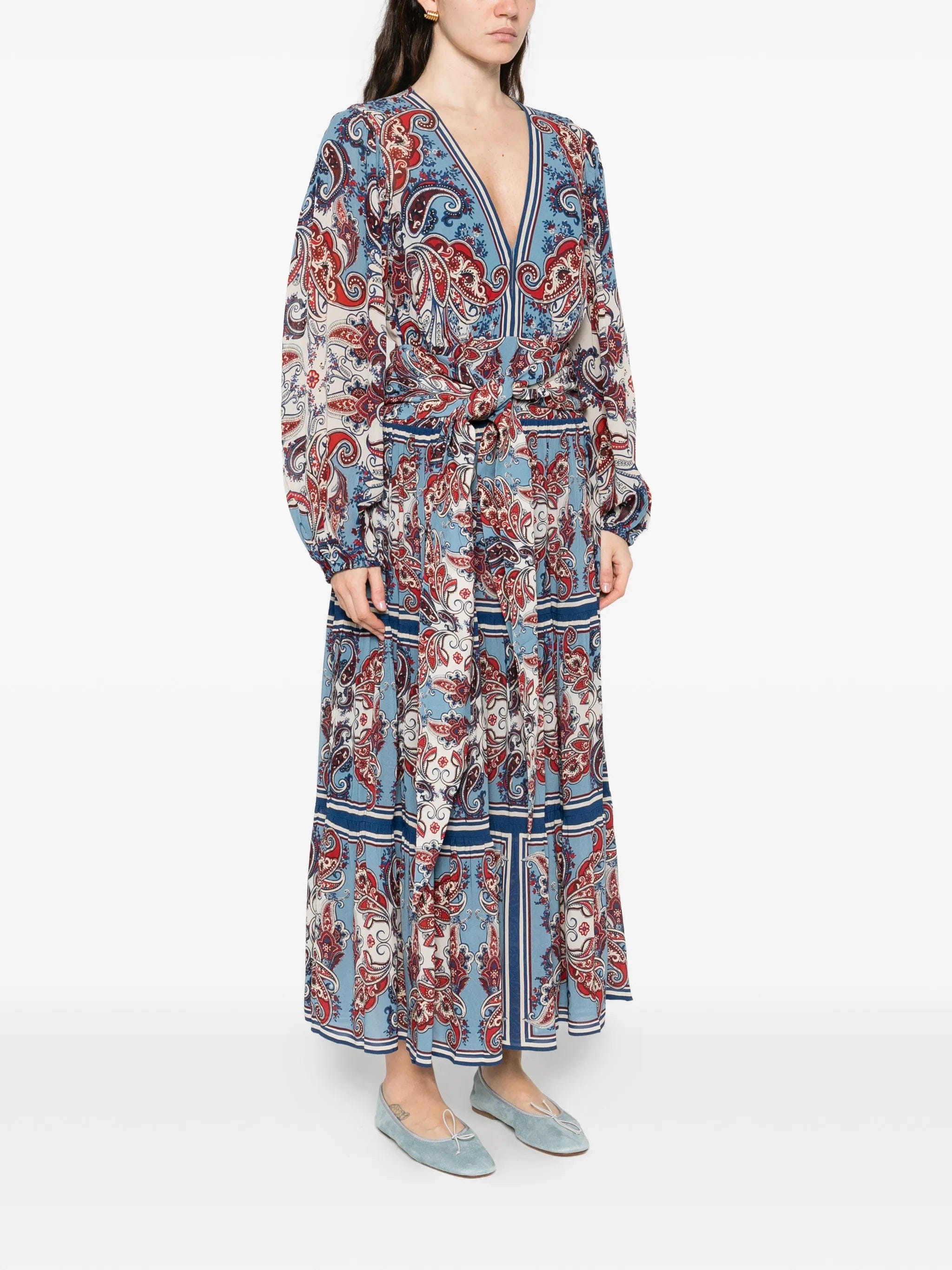 FARM Rio Paisley Scarf tie - waist maxi dress