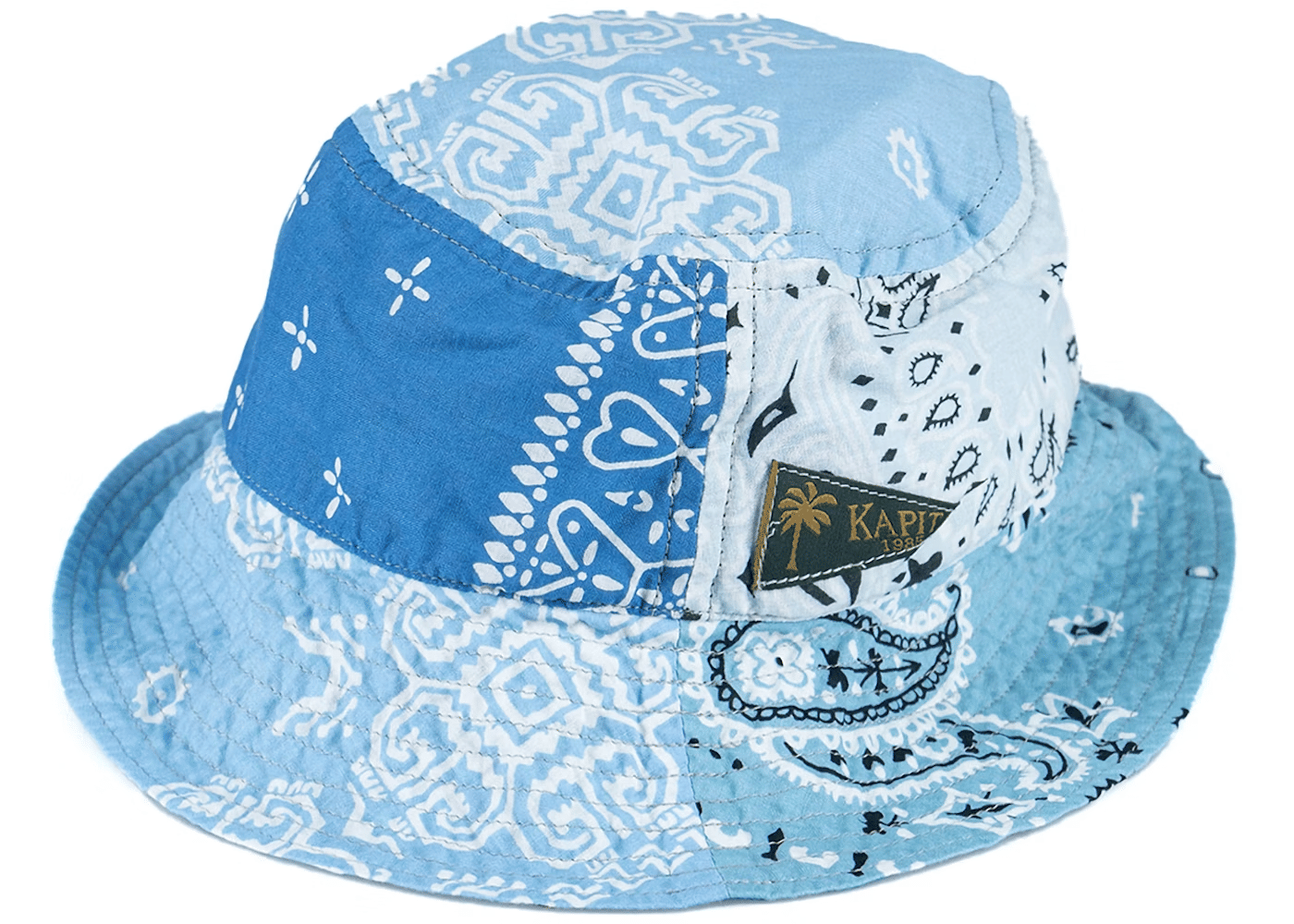 Kapital Bandana Patchwork Short Brim Bucket Hat Sax