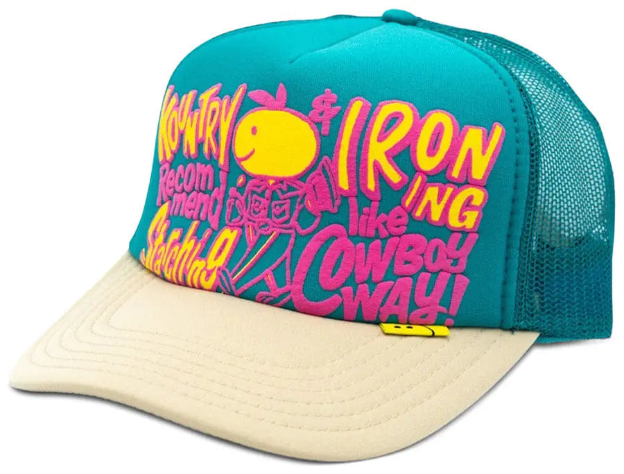 Kapital Coneycowbowy Kountry Trucker Cap Turquoise Beige