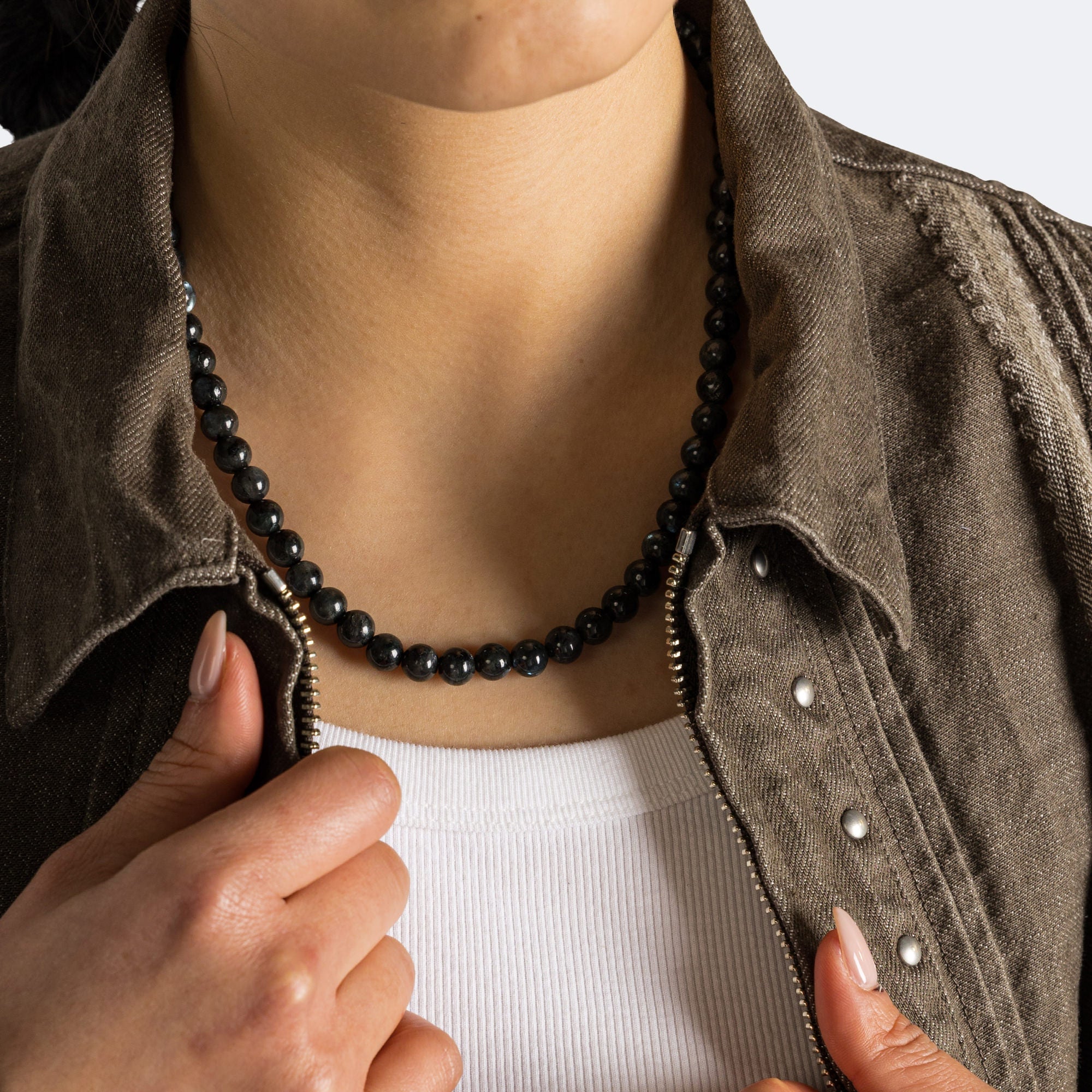 Tom Wood Cove Necklace - Black Larvikite/925 Silver