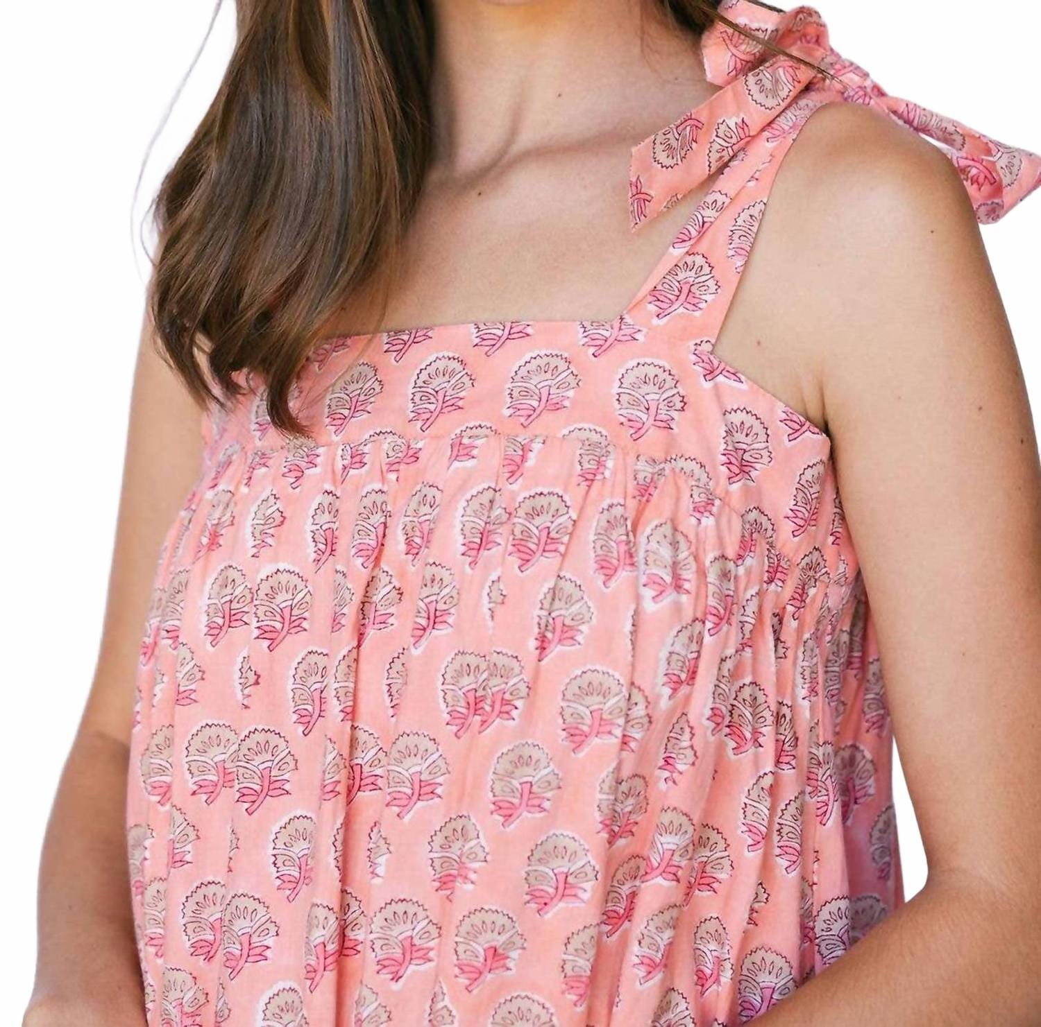 Flower Maxi Dress In Coral
