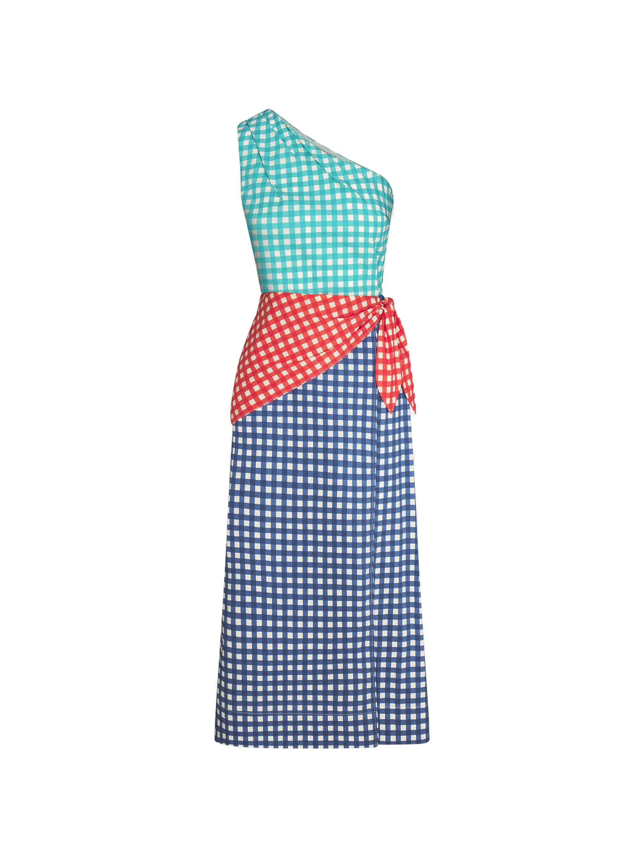 Simon Miller Belem gingham - check one - shoulder midi dress
