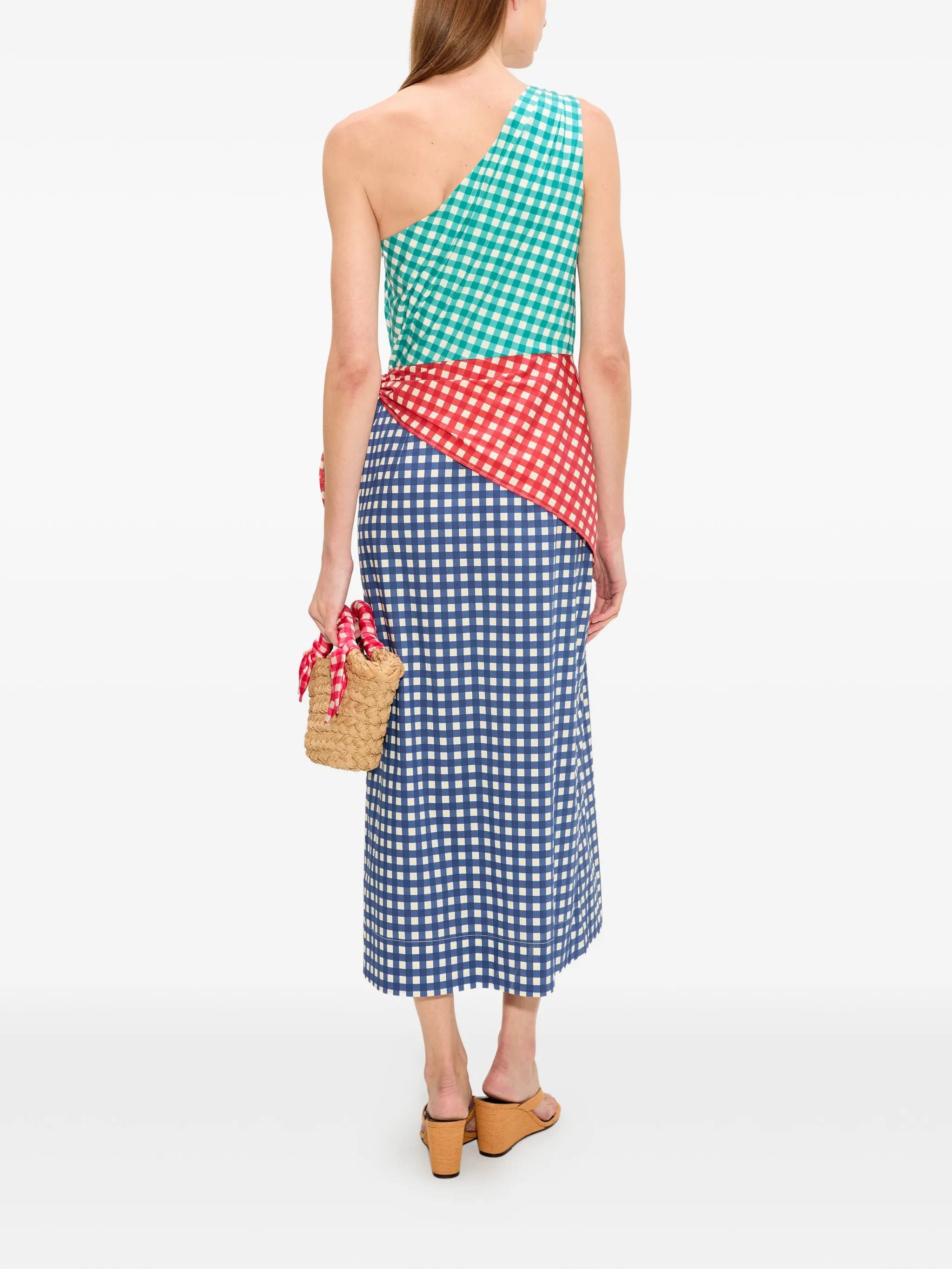 Simon Miller Belem gingham - check one - shoulder midi dress