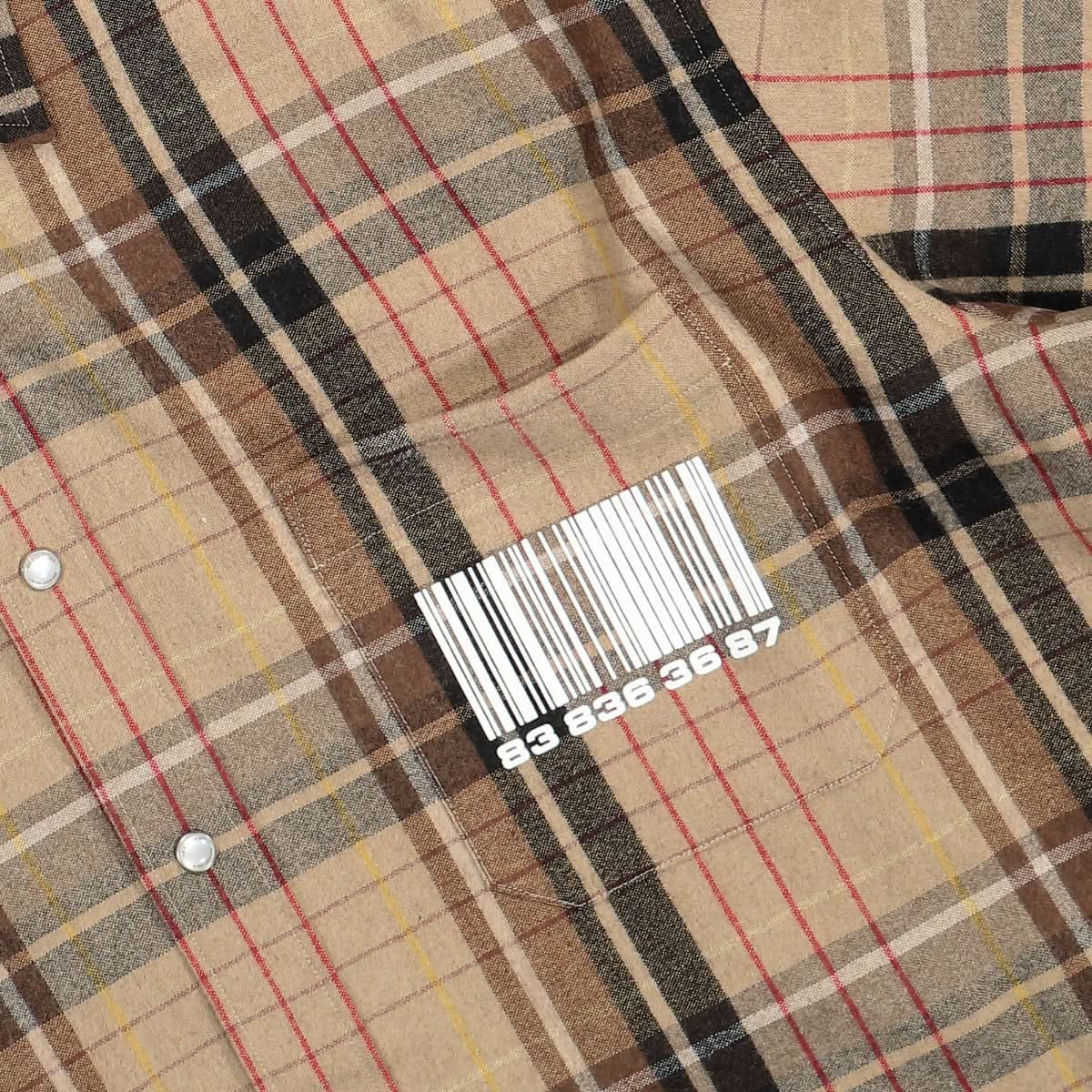 Vtmnts Small / Big Barcode Flannel Shirt