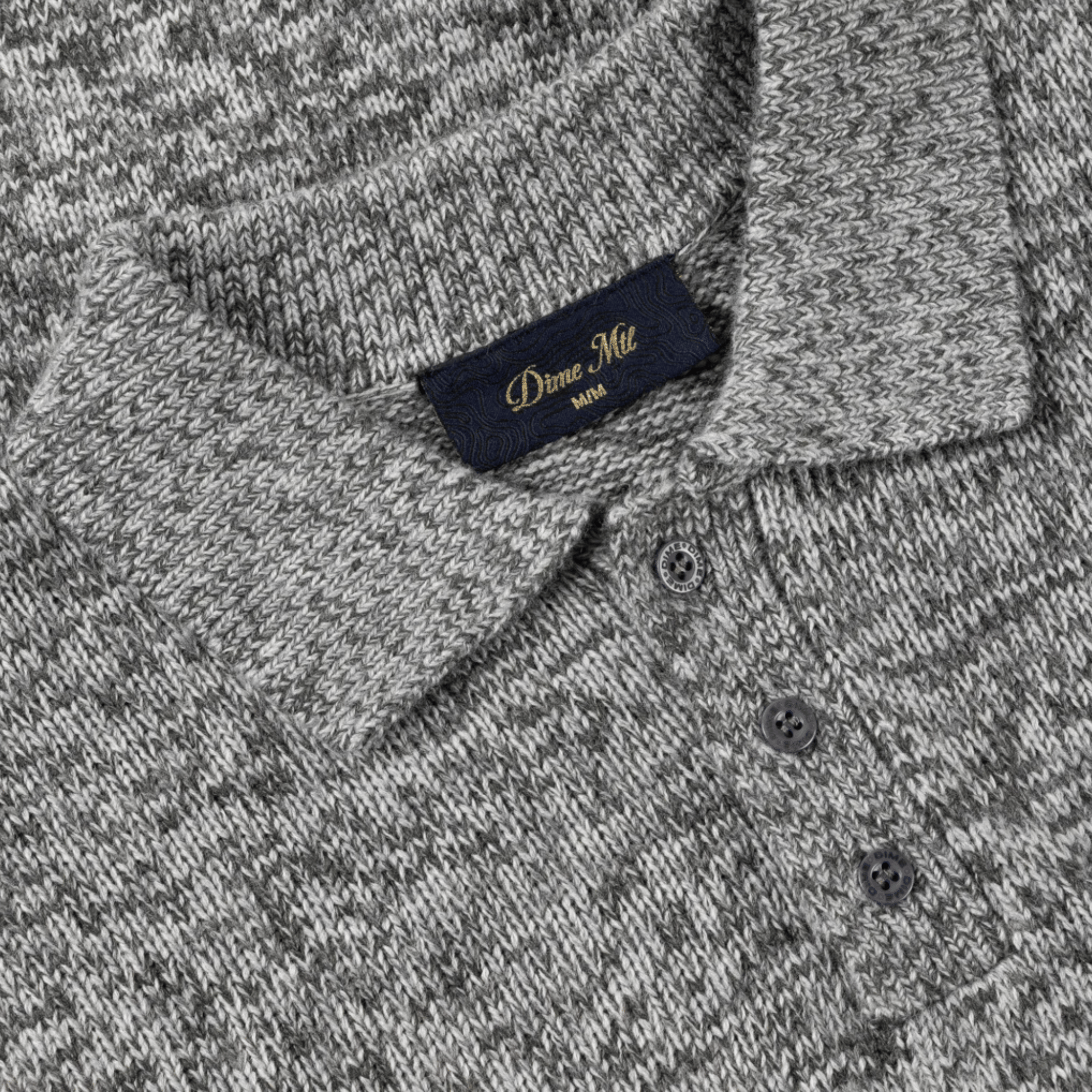 Dime Men's Knitted Polo Static Grey