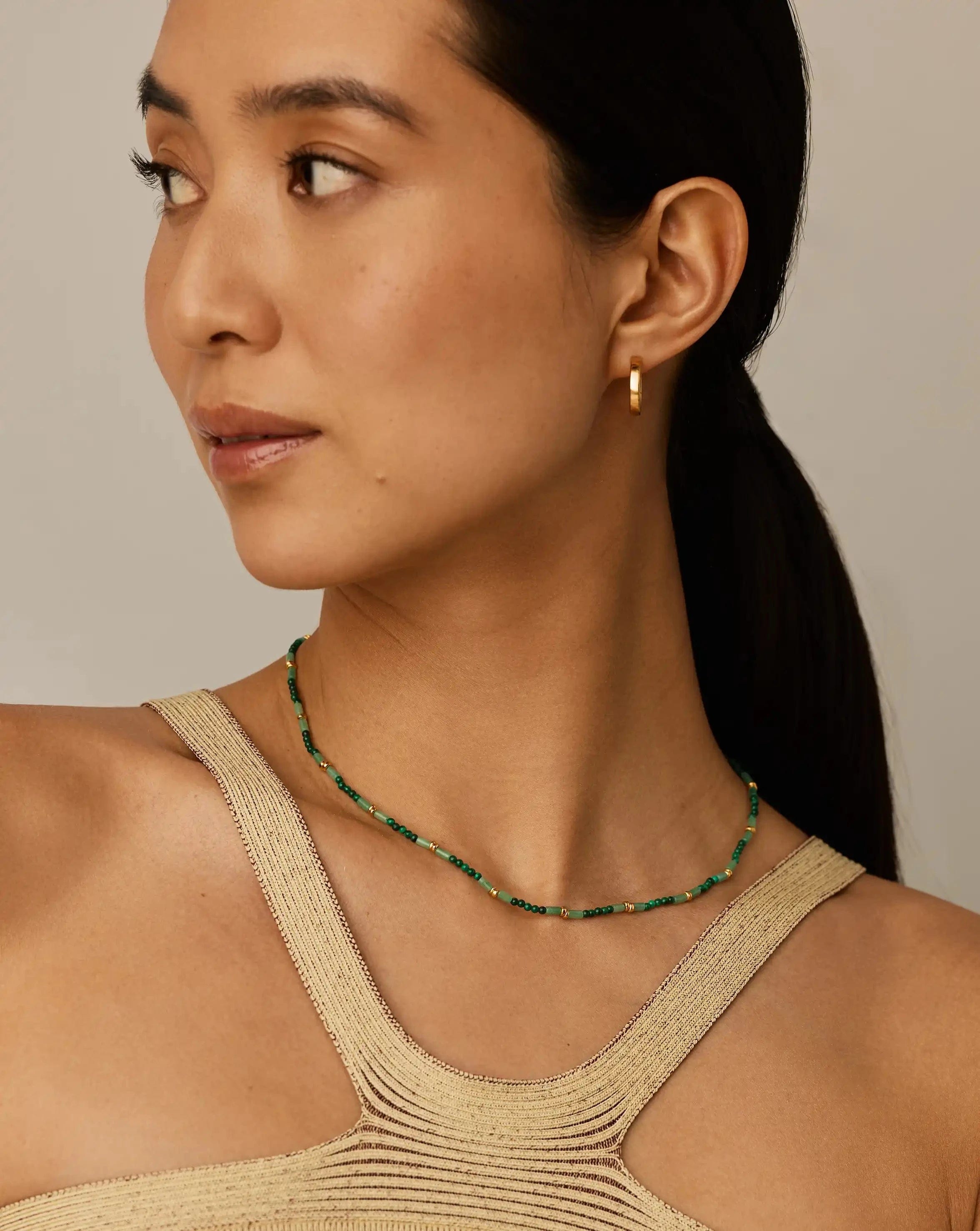 Missoma Beaded Gemstone Choker | 18ct Gold Plated/Mojito Green