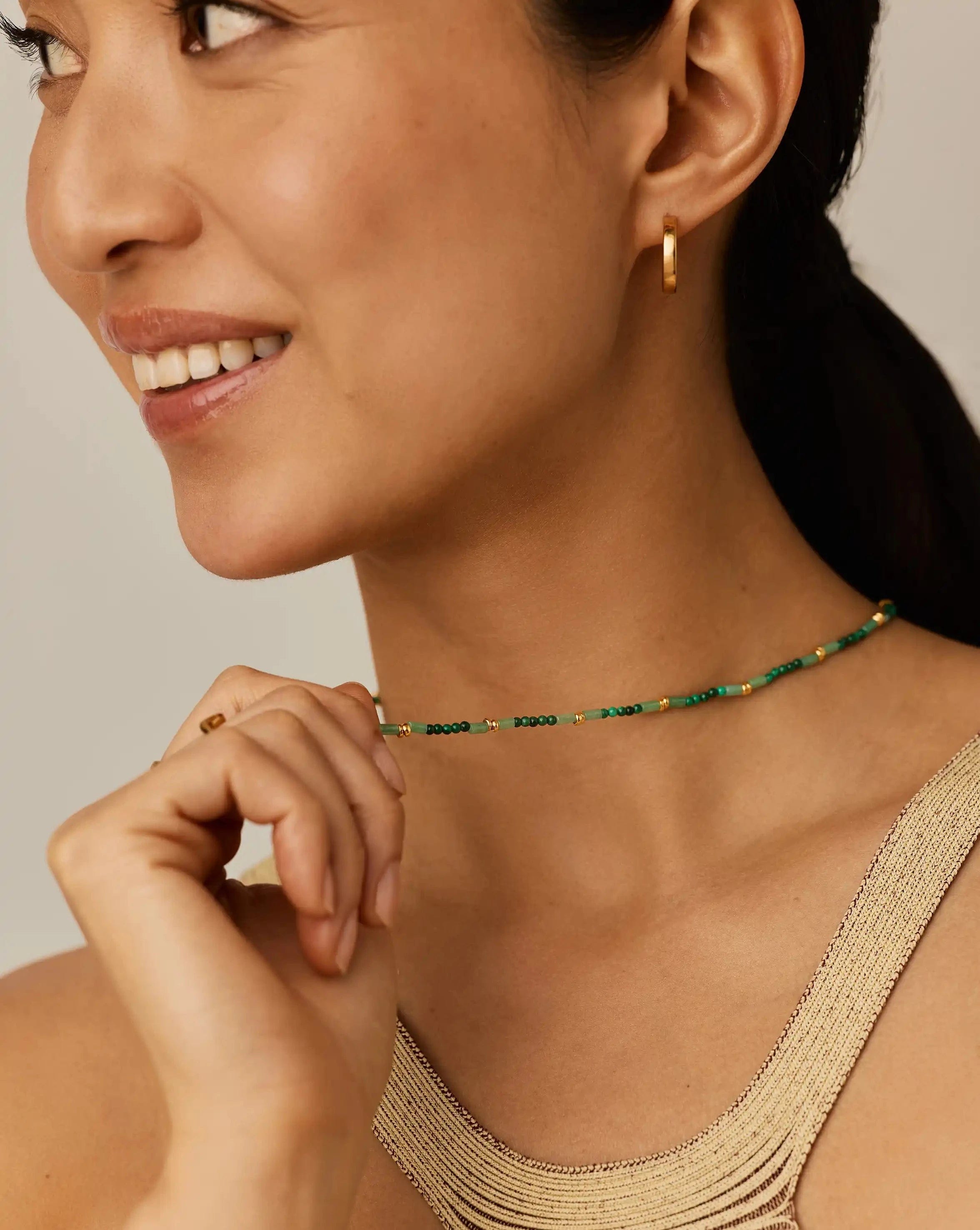 Missoma Beaded Gemstone Choker | 18ct Gold Plated/Mojito Green