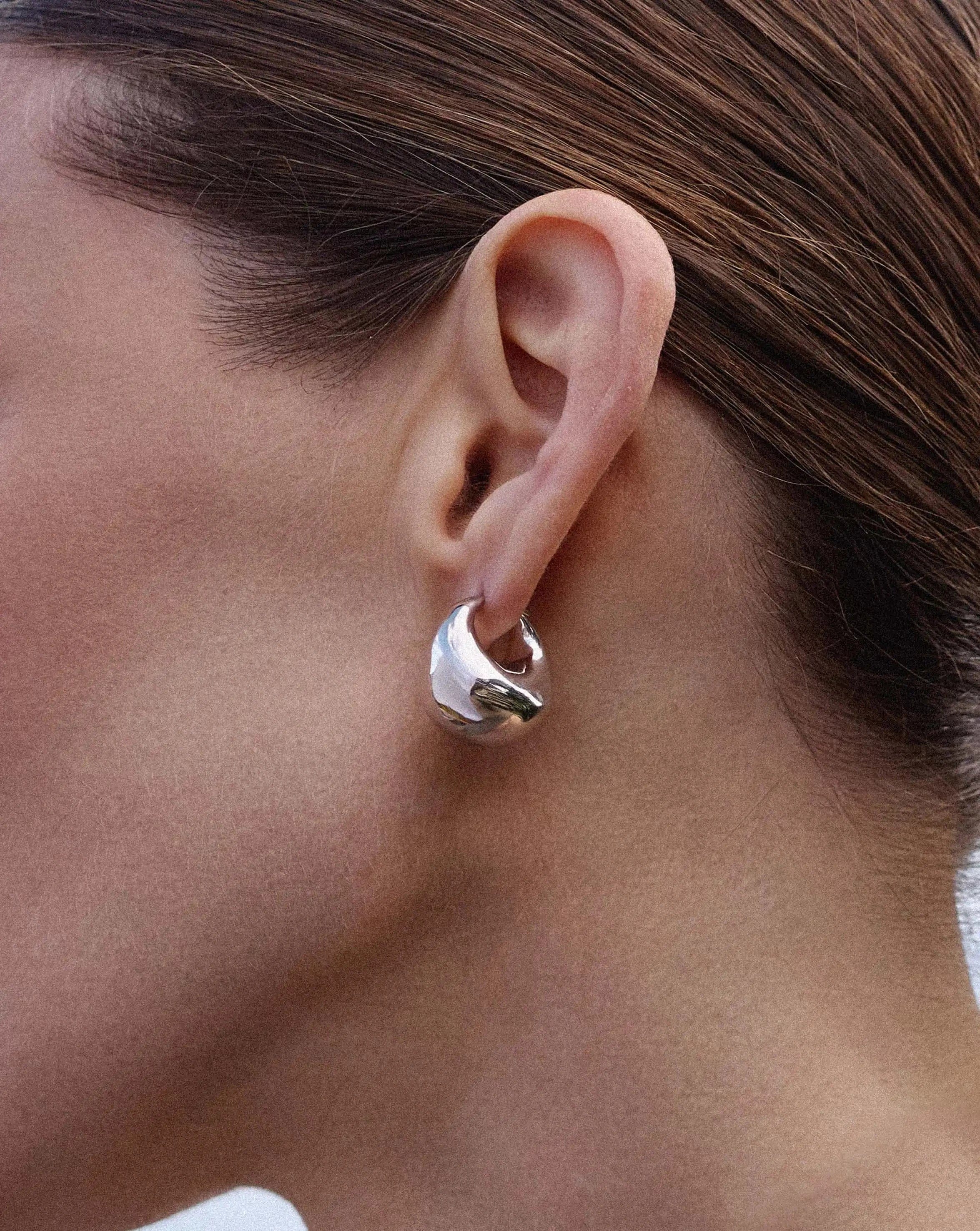 Missoma Sculptural Chubby Dome Medium Hoop Earrings | Silver Plated
