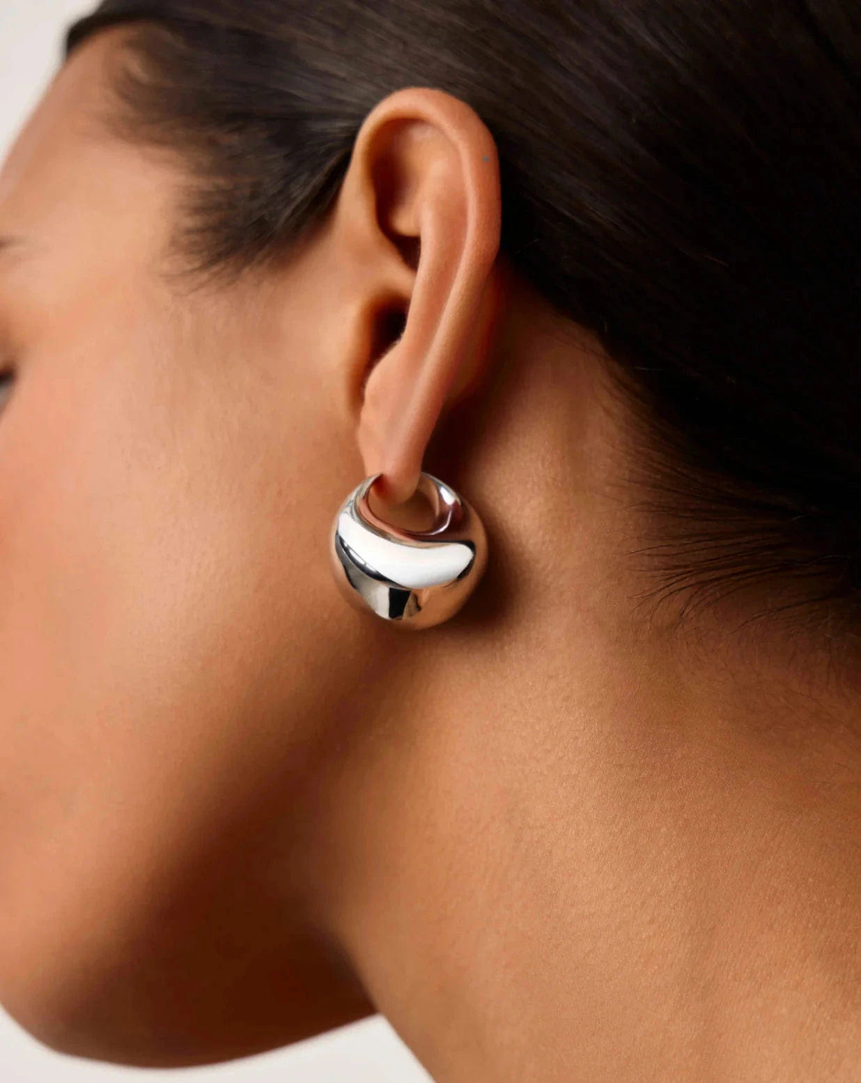 Missoma Sculptural Chubby Dome Medium Hoop Earrings | Silver Plated