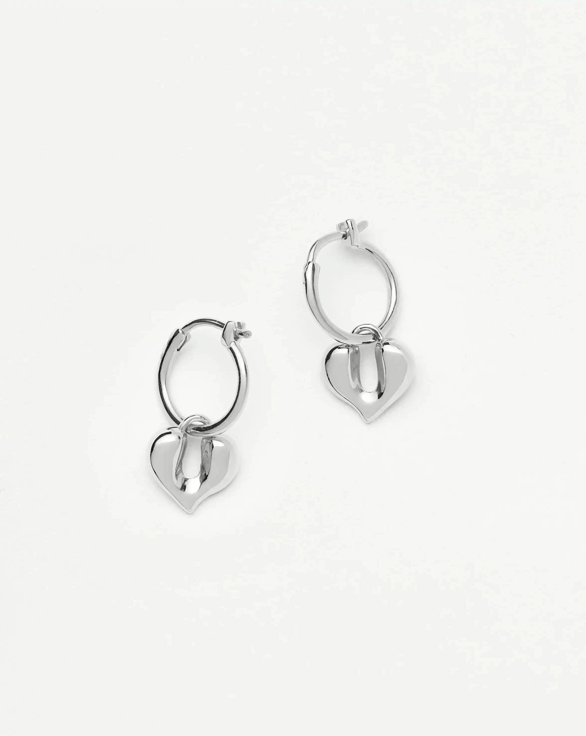 Missoma Molten Heart Charm Hoop Earrings | Sterling Silver
