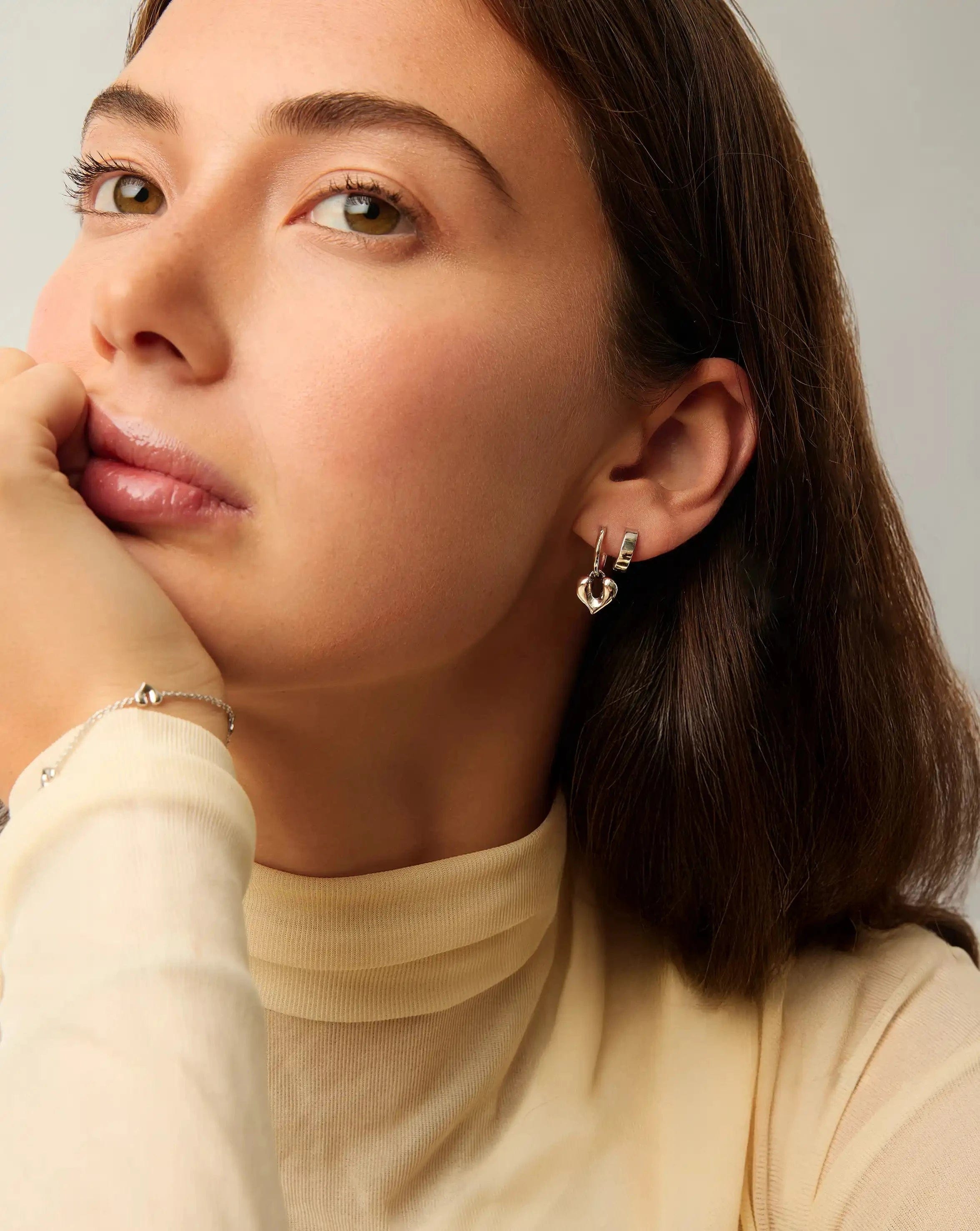 Missoma Molten Heart Charm Hoop Earrings | Sterling Silver