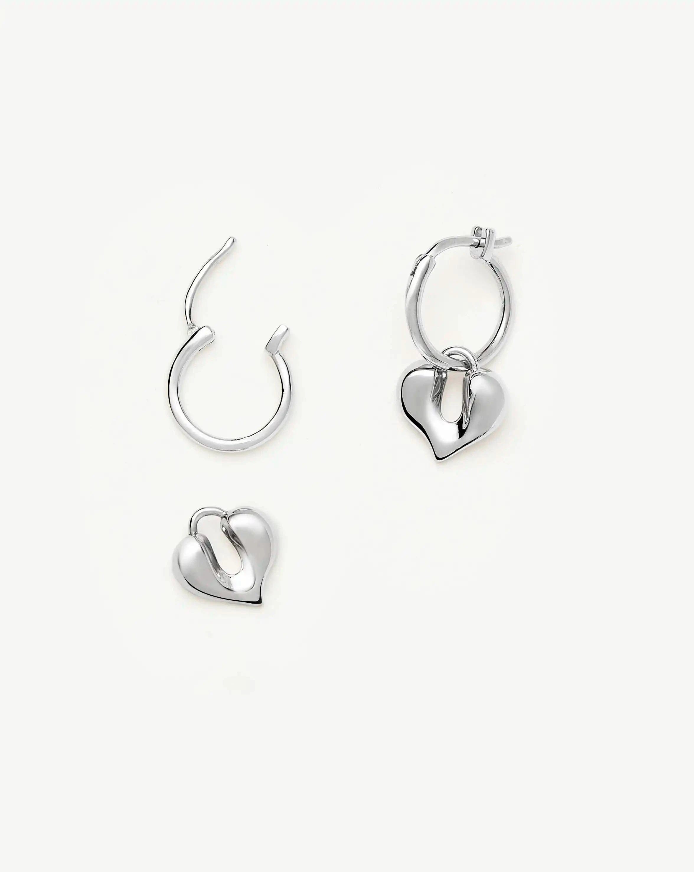 Missoma Molten Heart Charm Hoop Earrings | Sterling Silver