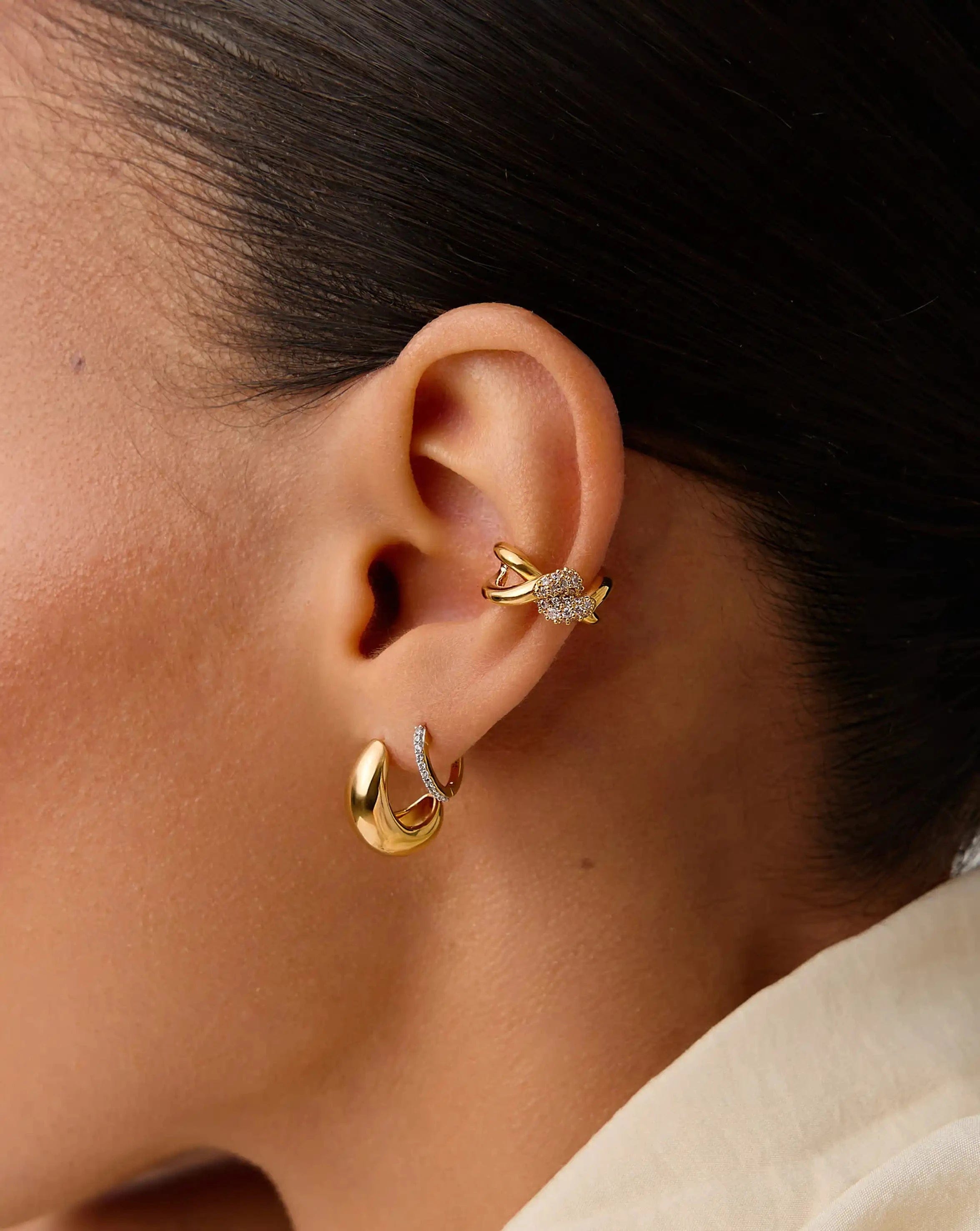 Missoma Molten Snow Ear Cuff | 18ct Gold Plated/Cubic Zirconia