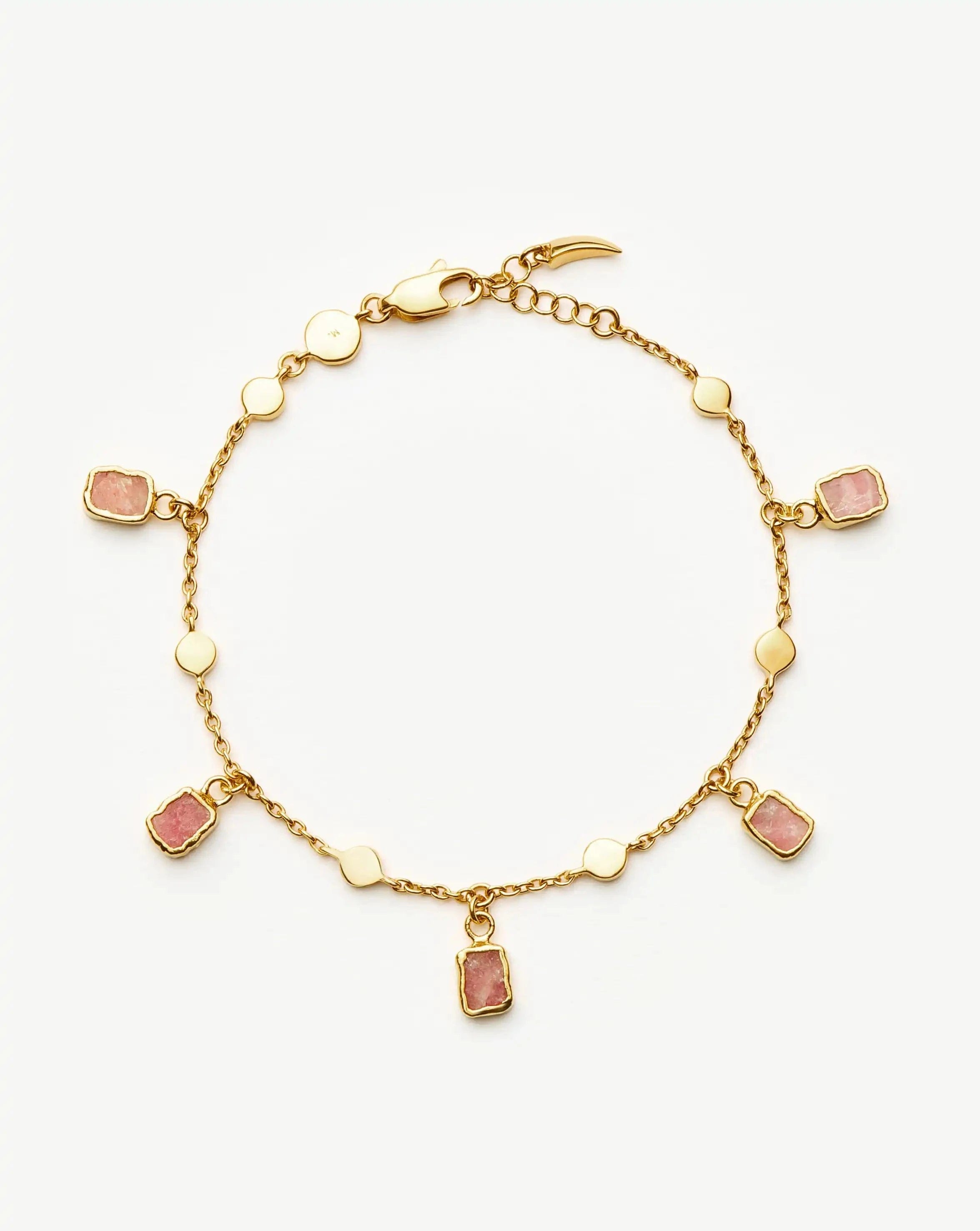 Missoma Lena Charm Bracelet | 18ct Gold Plated/Rhodochrosite