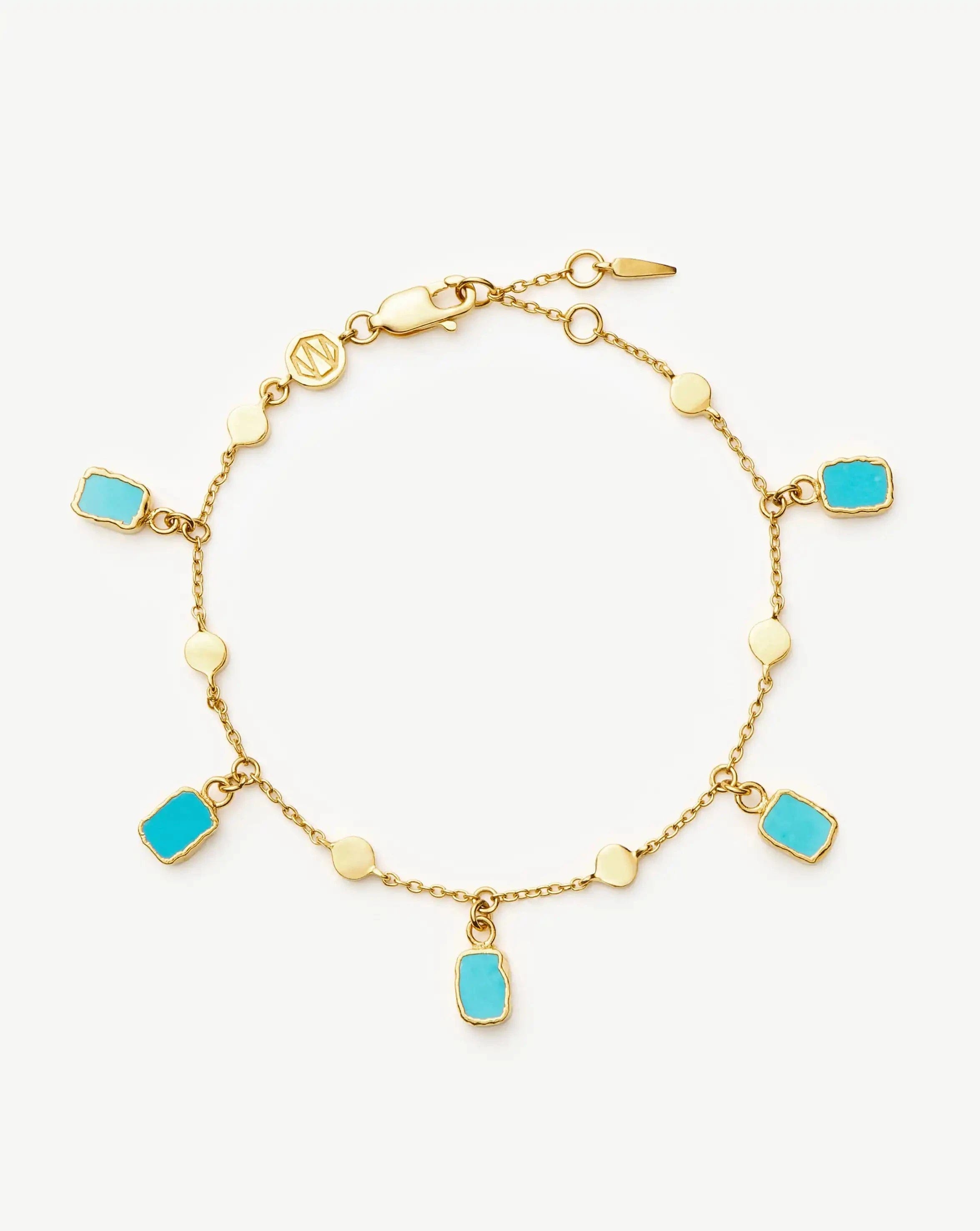 Missoma Lena Charm Bracelet | 18ct Gold Plated/Turquoise