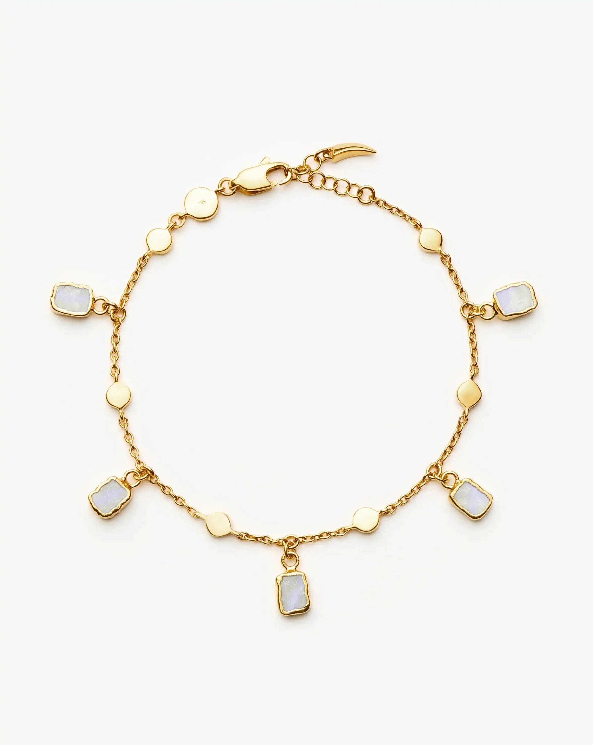 Missoma Lena Charm Bracelet | 18ct Gold Plated/Rainbow Moonstone