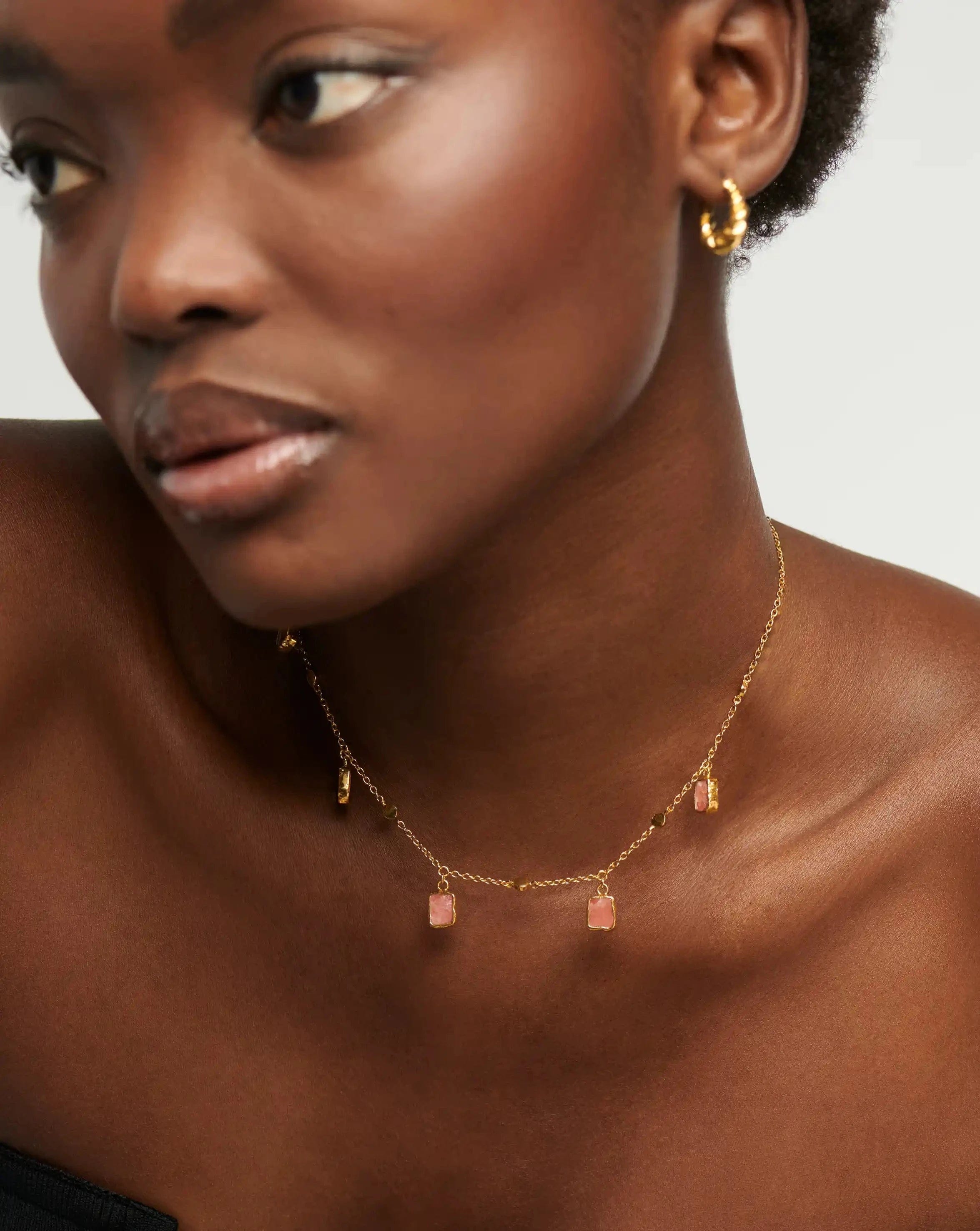 Missoma Lena Charm Choker | 18ct Gold Plated/Rhodochrosite